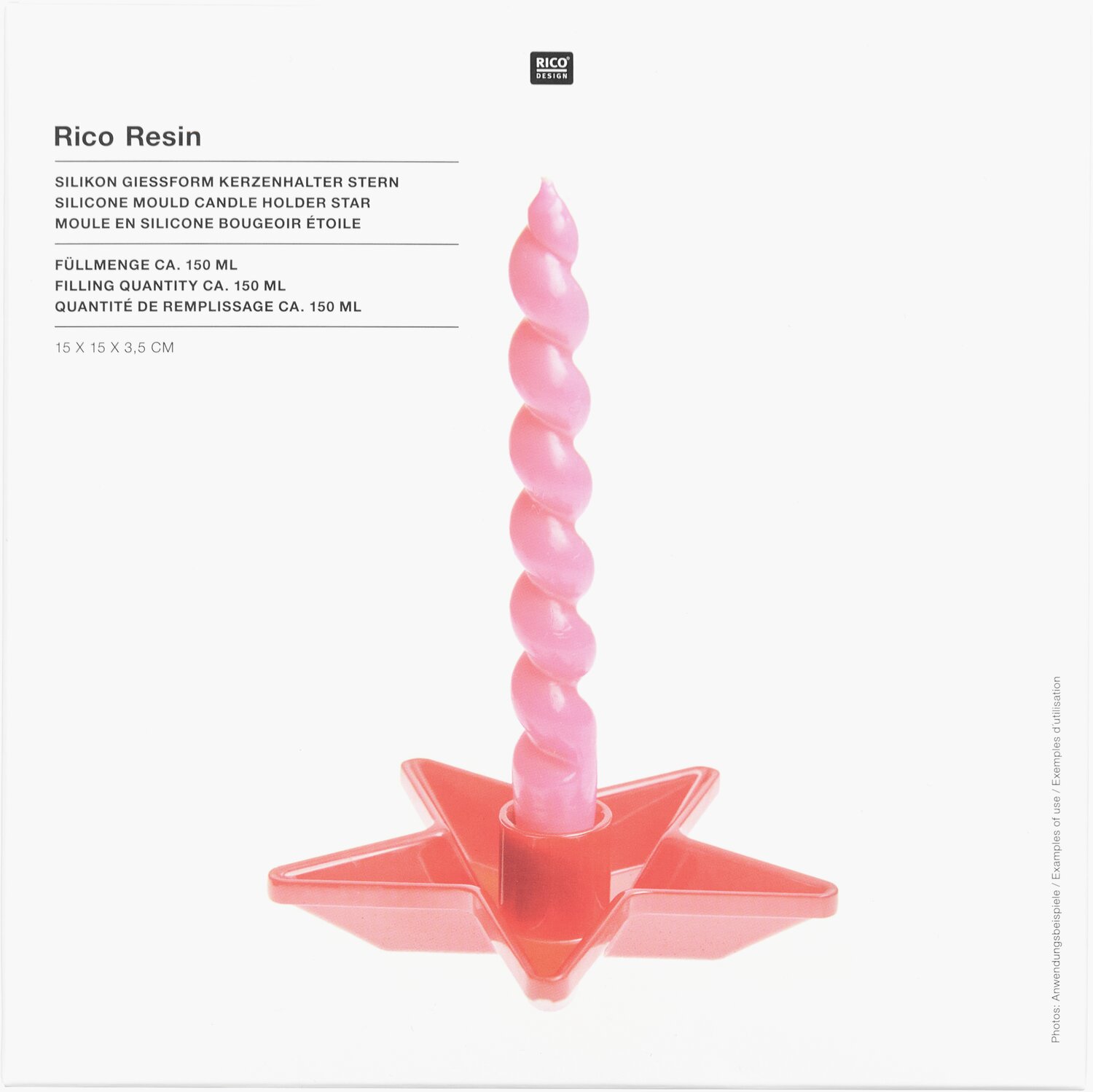 Silikon Gießform Kerzenhalter Stern  15x15x3,5cm von Rico Design
