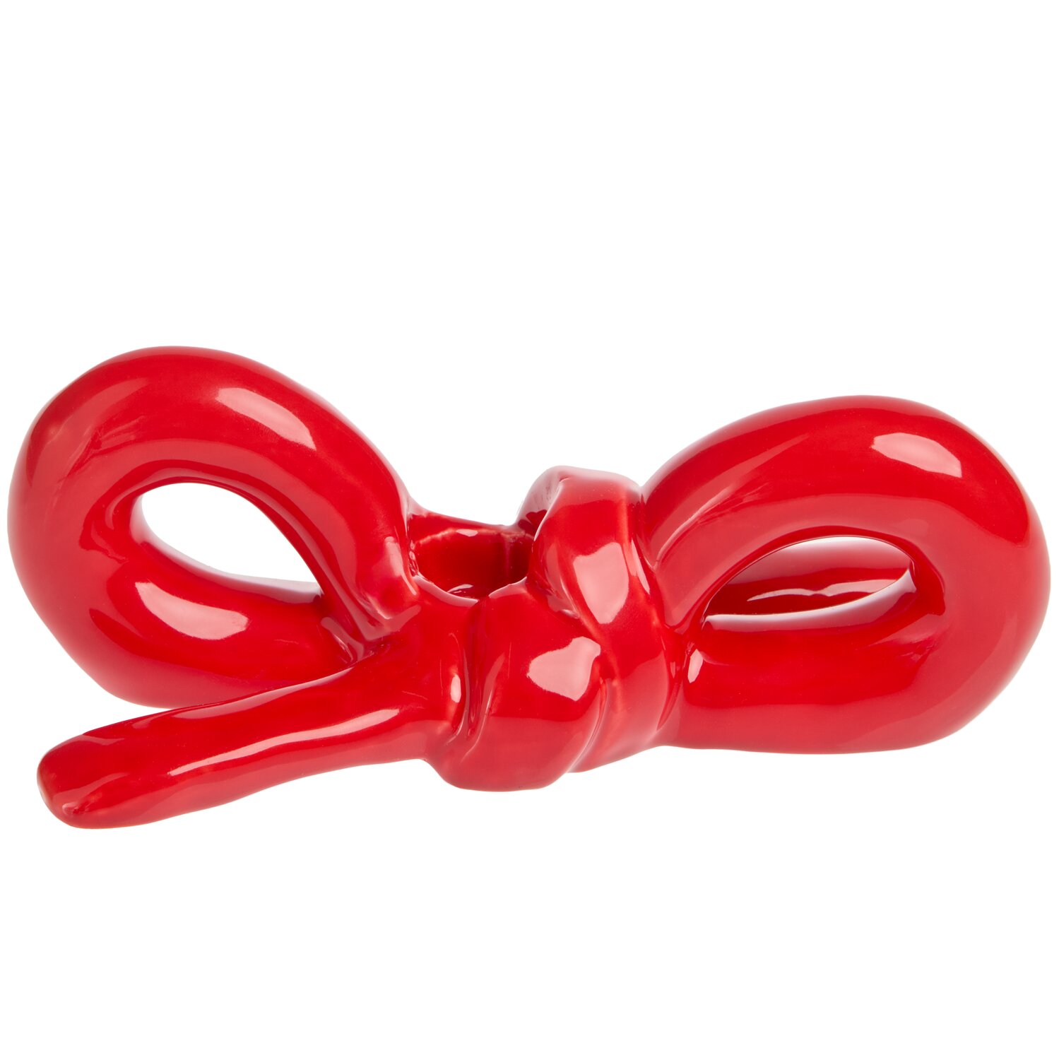 Keramik Kerzenhalter Schleife 18,2x6,6x7cm Farbe Rot von Rico Design