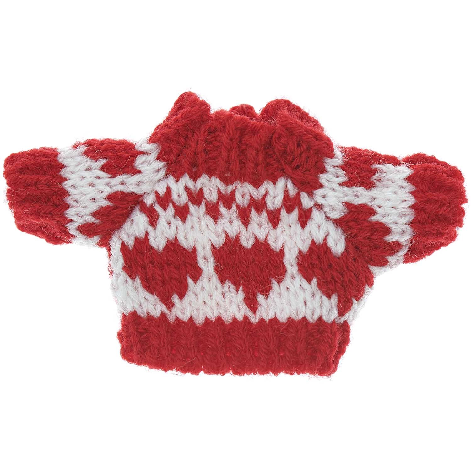 Miniatur Strickpullover rot-weiß Miniatur Strickpullover rot-weiß