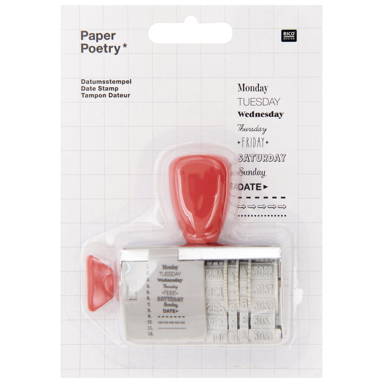 Paper Poetry Datumsstempel Today 8x8cm von Rico Design