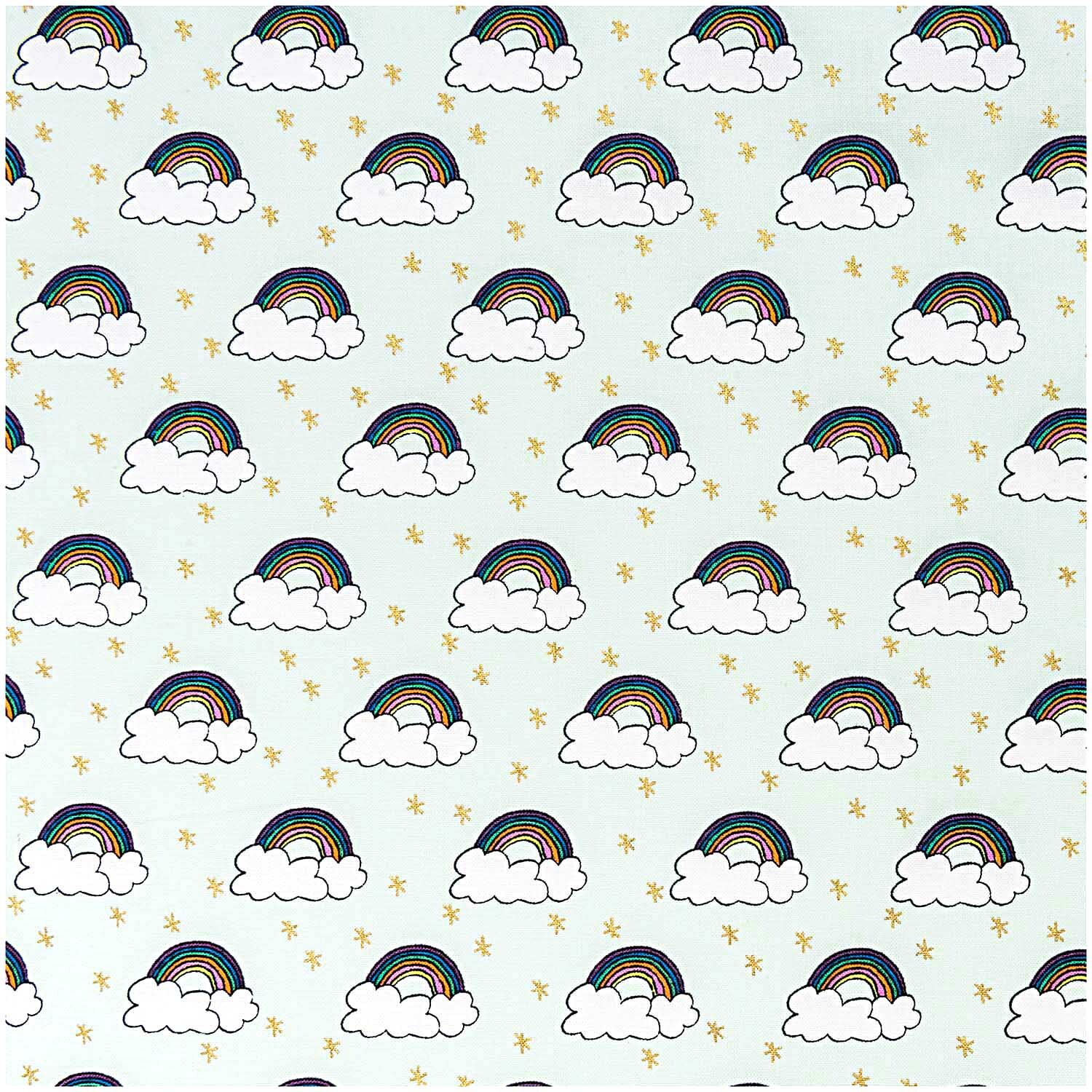Stoff Regenbogen mint-gold 50x140cm Stoff Regenbogen mint-gold 50x140cm