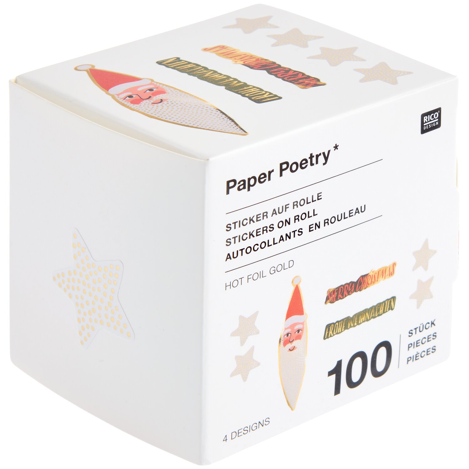 Paper Poetry Sticker auf Rolle Advent Weihnachtsmann 100 Stück von Rico Design