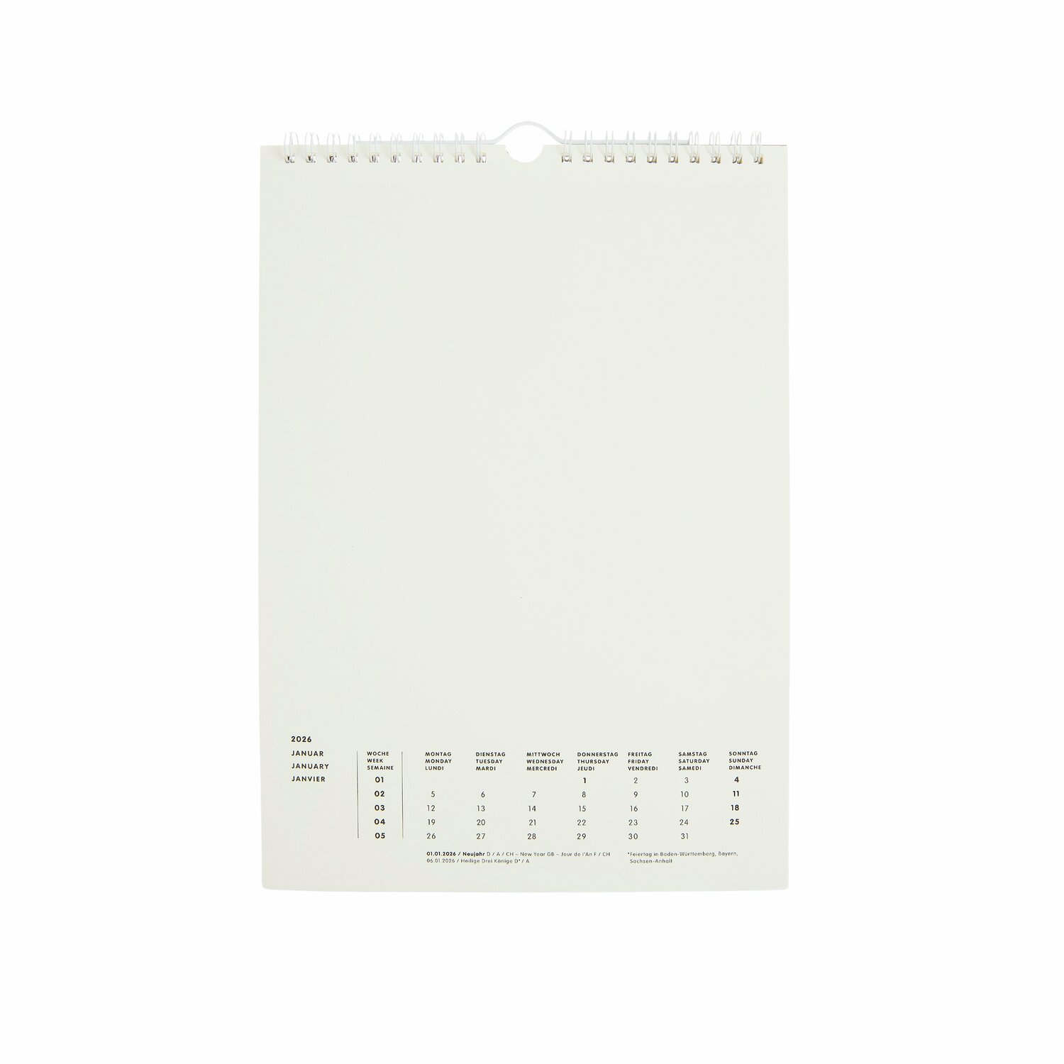 Bastelkalender 2026 in DIN A4 von Rico Design. Cremefarbener Kalender zum kreativen Gestalten.
