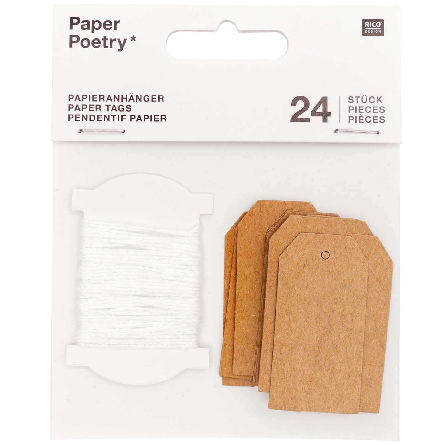 Paper Poetry Papieranhänger Kraftpapier 24 Stück von Rico Design