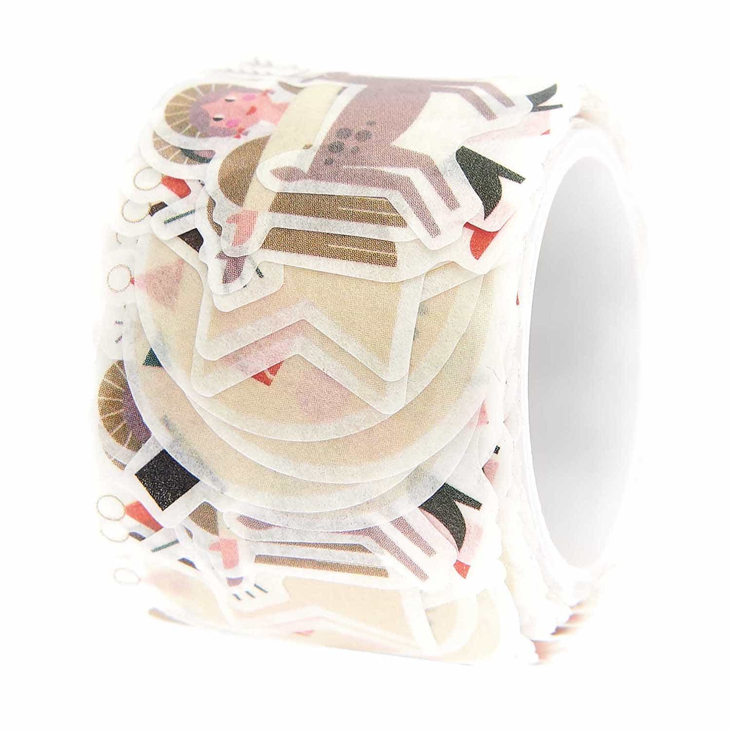 Washi Sticker Christmas Figuren zeigen Sticker mit Weihnachtsmotiven auf einer Rolle