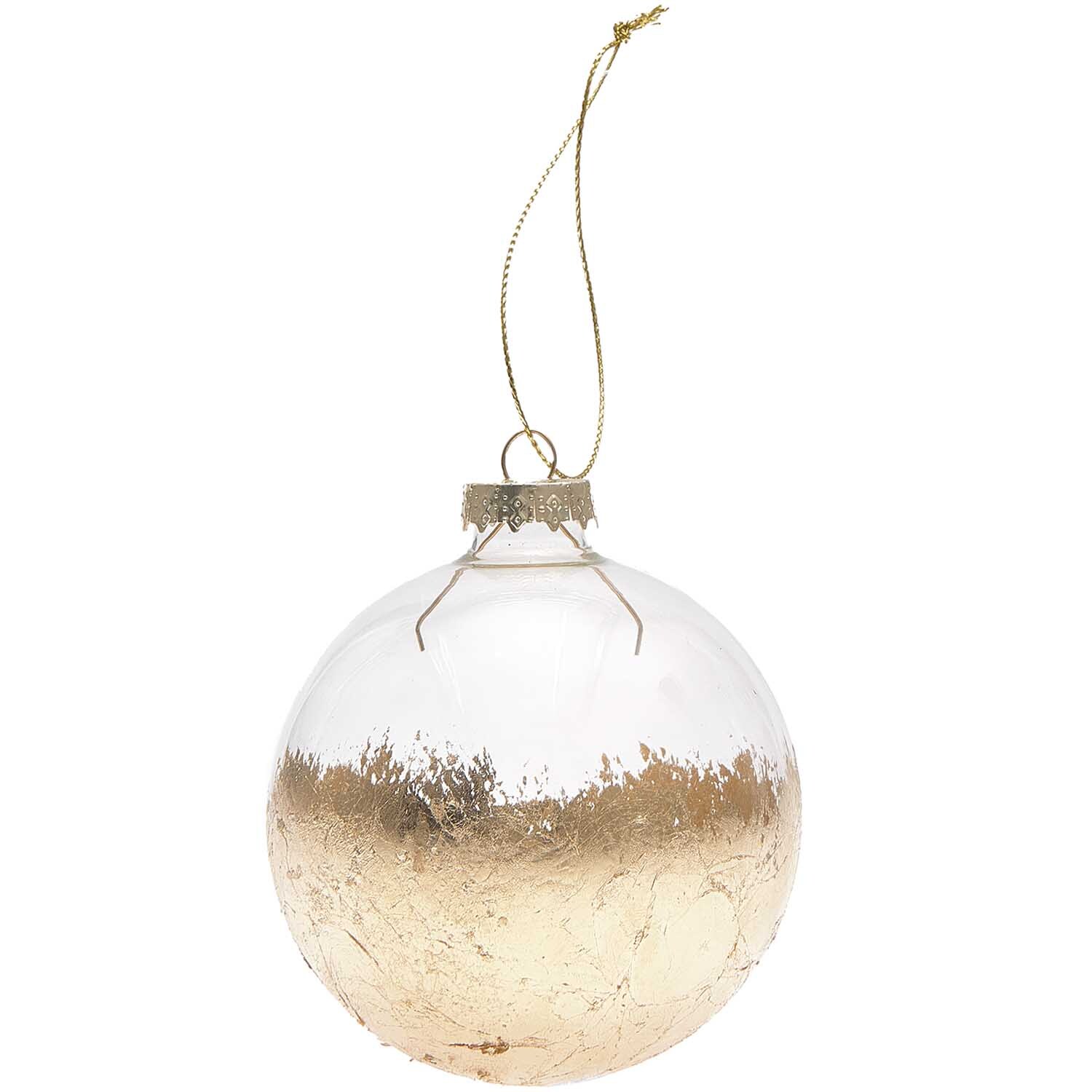 Glaskugel Baumschmuck mit Blattgold-Design 8cm von Rico Design
