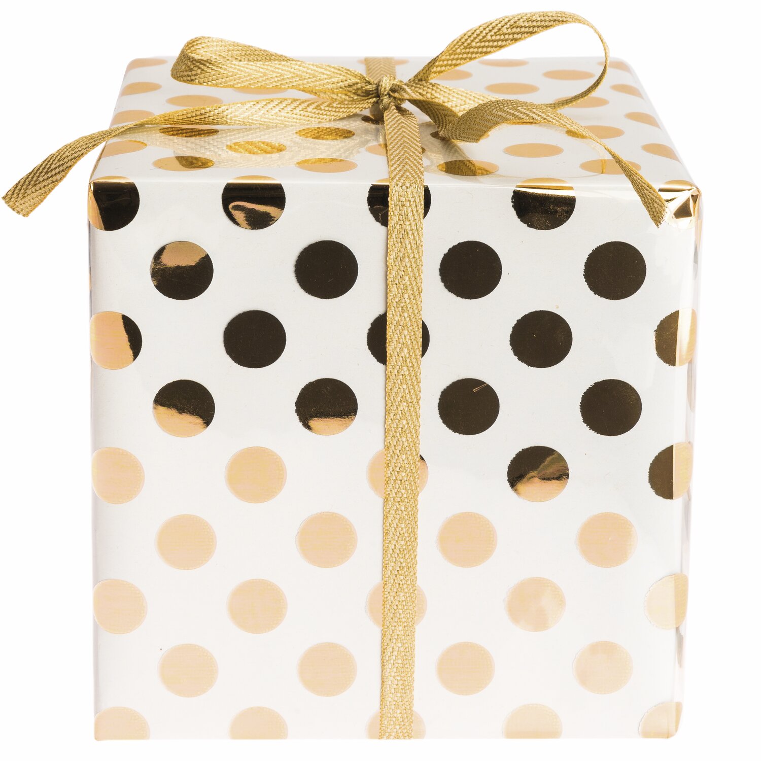 Paper Poetry Geschenkfolie Punkte gold: Weißes Geschenkpapier mit goldenen Punkten und Schleife. Perfekt für festliche Anlässe.