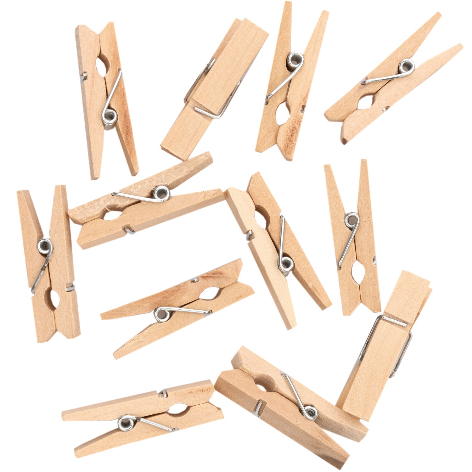 Holzklammern natur 3,5cm 12 Stück: Zwölf naturfarbene Holzklammern von Rico Design, ideal zum Basteln.