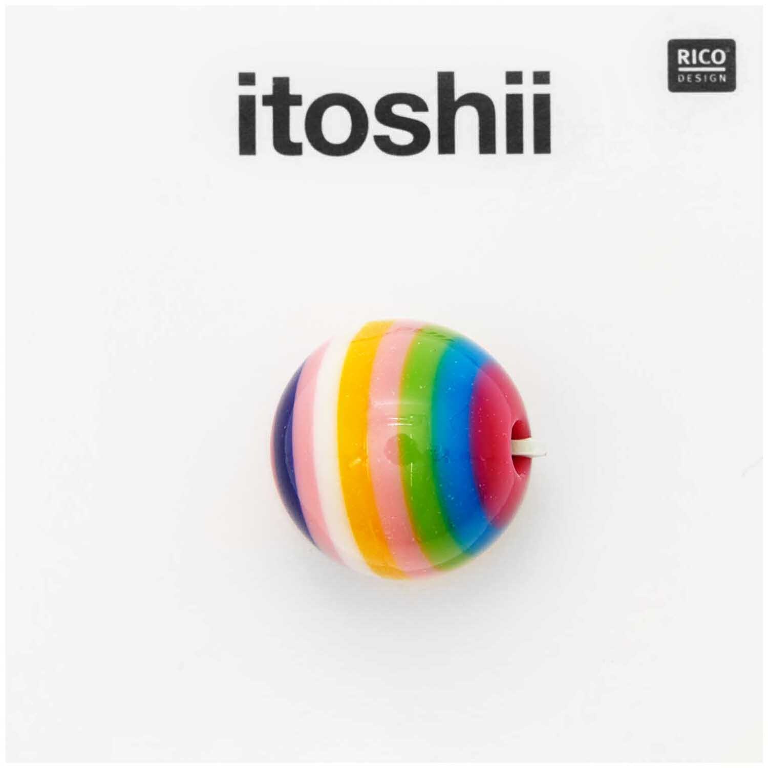 itoshii Gestreifte Perle rund rosa Mix 15mm 1 Stück itoshii Gestreifte Perle rund rosa Mix 15mm 1 Stück