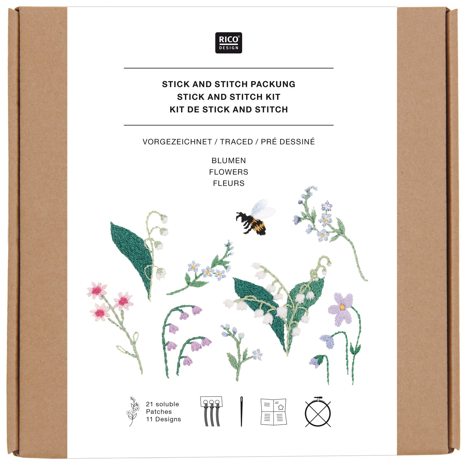 Stick and Stitch Blümchen 21 Stück von Rico Design
