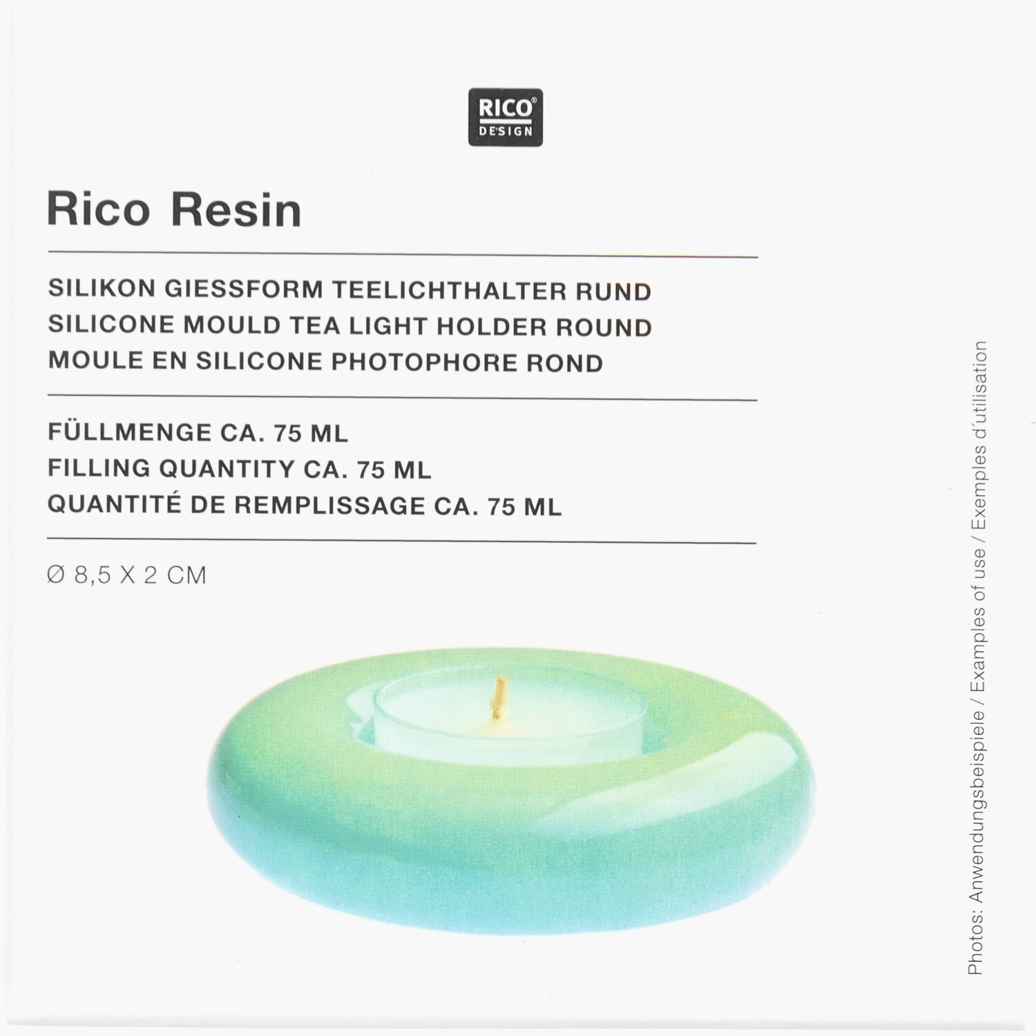 Silikon Gießform Teelicht rund  Ø8,5x2cm von Rico Design