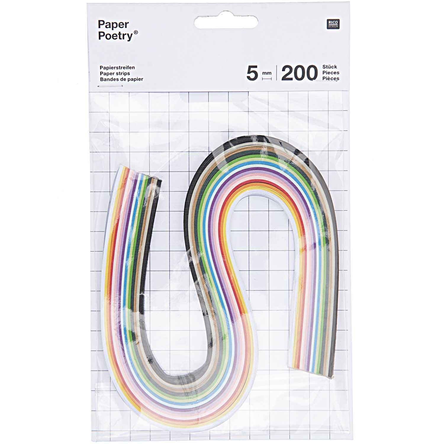 Paper Poetry Quilling Papierstreifen mehrfarbig 5mm 200 Stück Paper Poetry Quilling Papierstreifen mehrfarbig 5mm 200 Stück