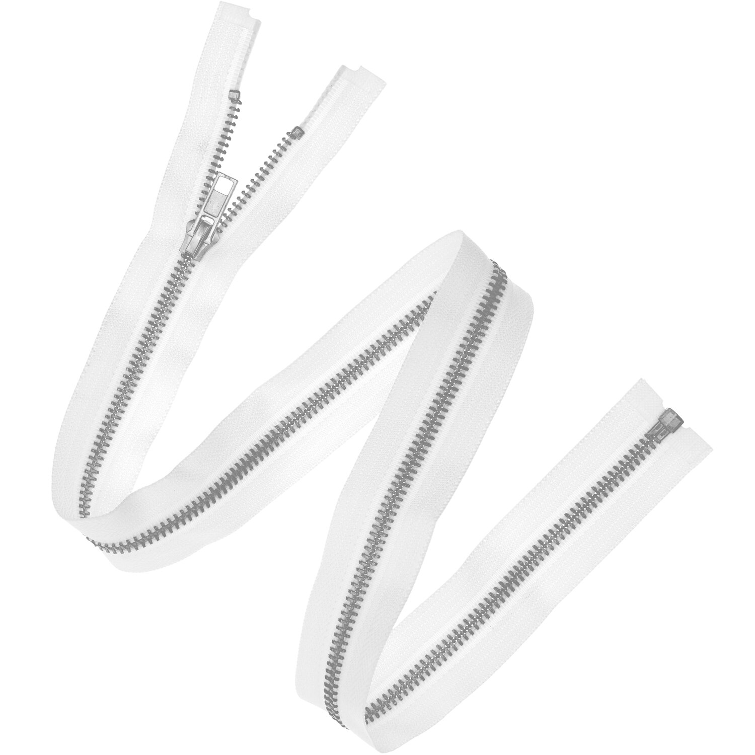 Metall Reißverschluss 5mm Silber/Offwhite Länge 65cm von Rico Design