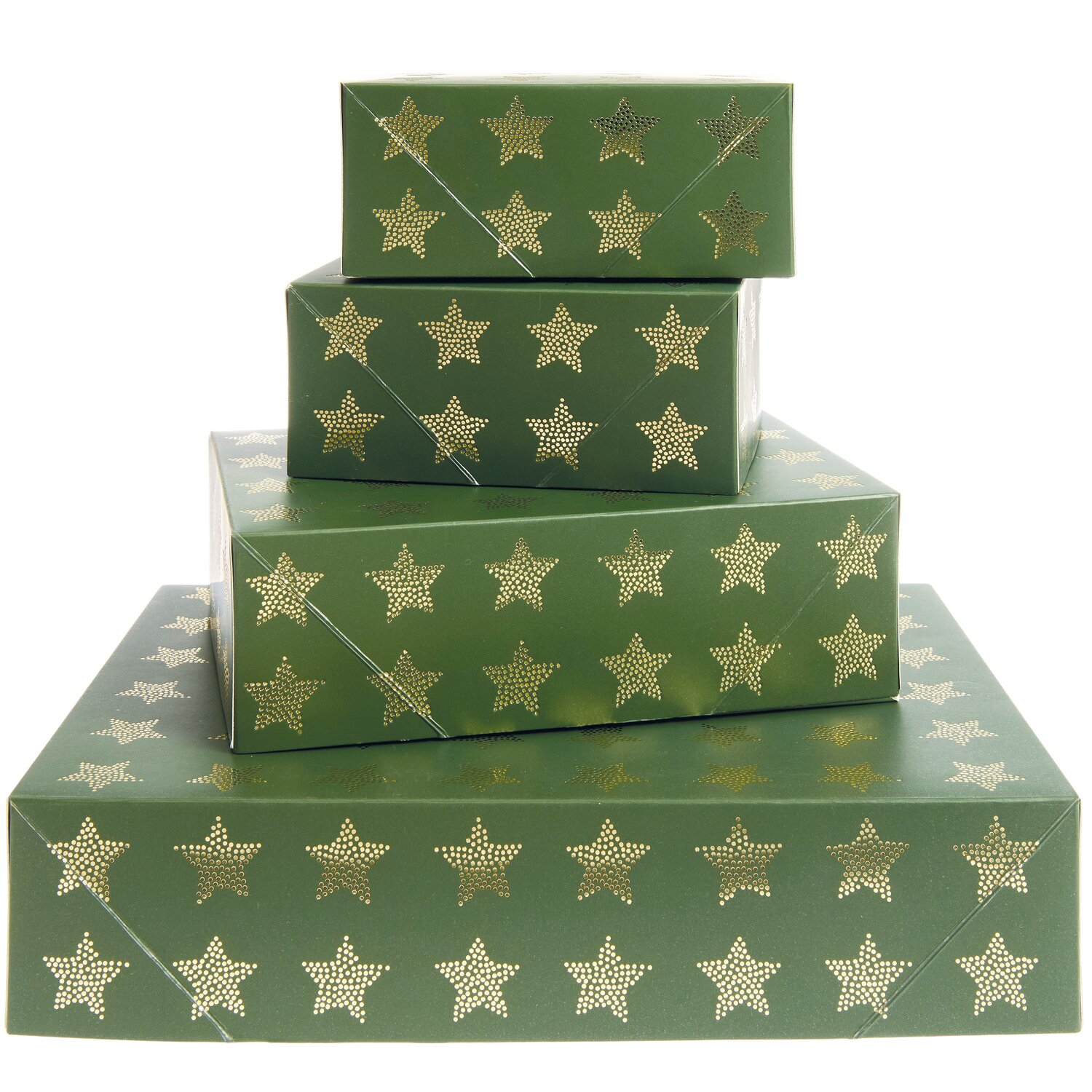 Paper Poetry Papierschachtel Set Advent Sterne Grün/Gold 4 Stück von Rico Design