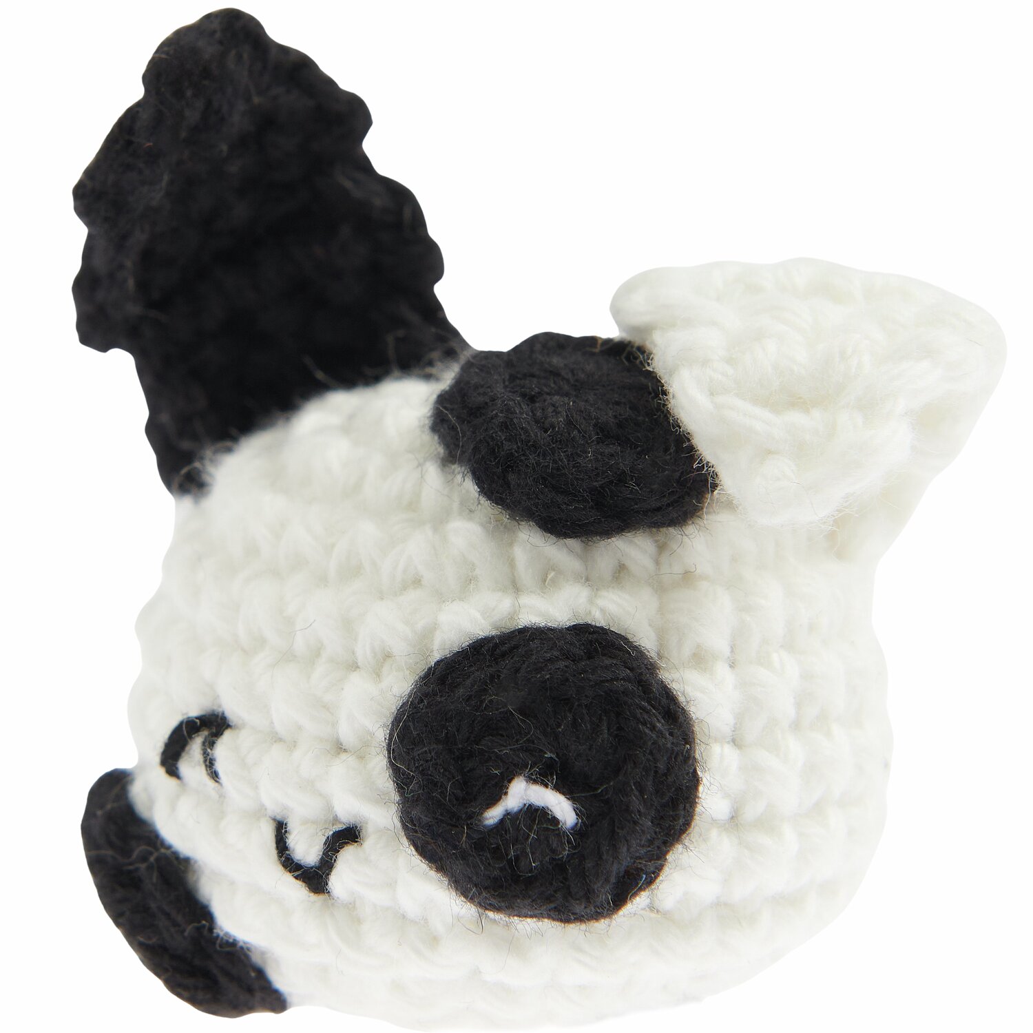 Ricorumi Häkelset Schlüsselanhänger - Chingu Animals: Niedlicher Panda aus weißem und schwarzem Garn, ideal für kreative DIY-Projekte.