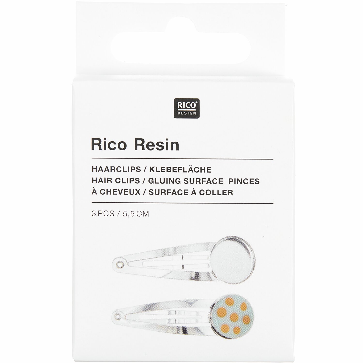 Haarclips mit runder Klebefläche  5,5cm 3 Stück von Rico Design