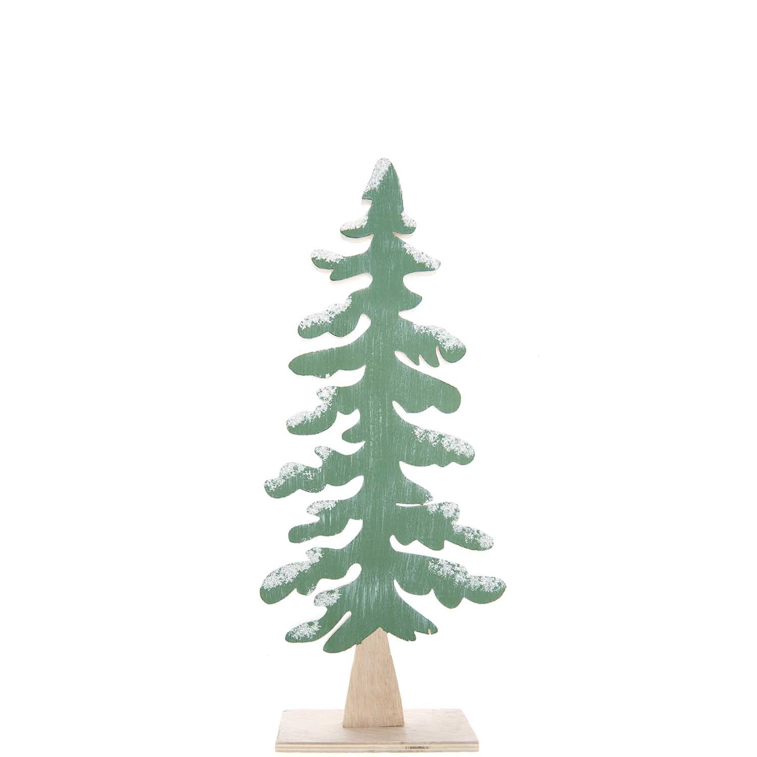 Holztanne mit Schnee von Rico Design: Grüne Holzdekoration in Tannenform mit Schneeeffekt. Ideal für weihnachtliche Dekorationen.