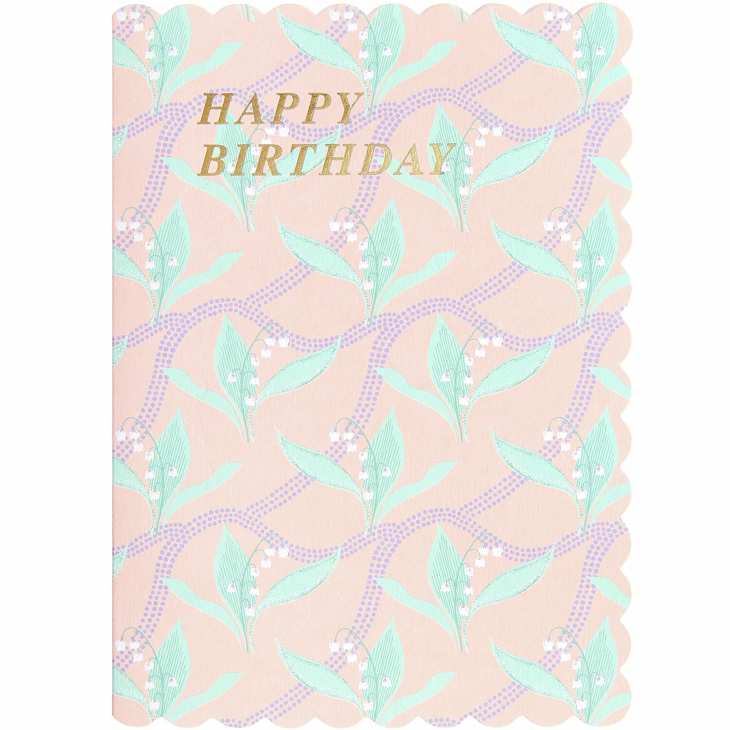 Paper Poetry 3D-Kartenset Blumen Sky Pastell mit floralen Mustern und goldener Aufschrift "Happy Birthday" auf rosa Hintergrund.