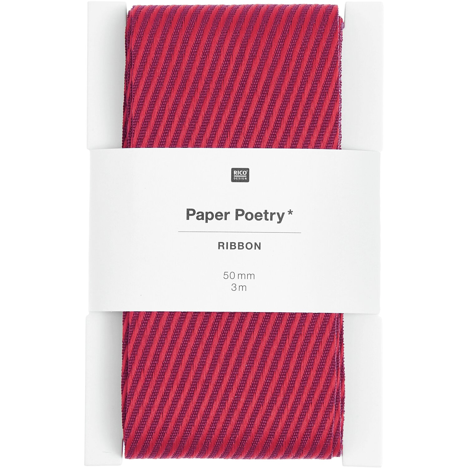 Paper Poetry Webband Streifen Diagonal Rot 50mmx3m von Rico Design