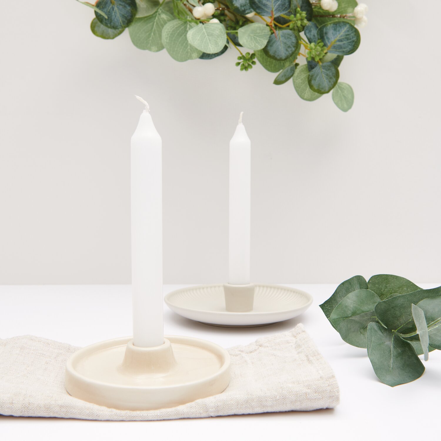 Keramikkerzenhalter 11,5x11,5x3cm Farbe Creme von Rico Design