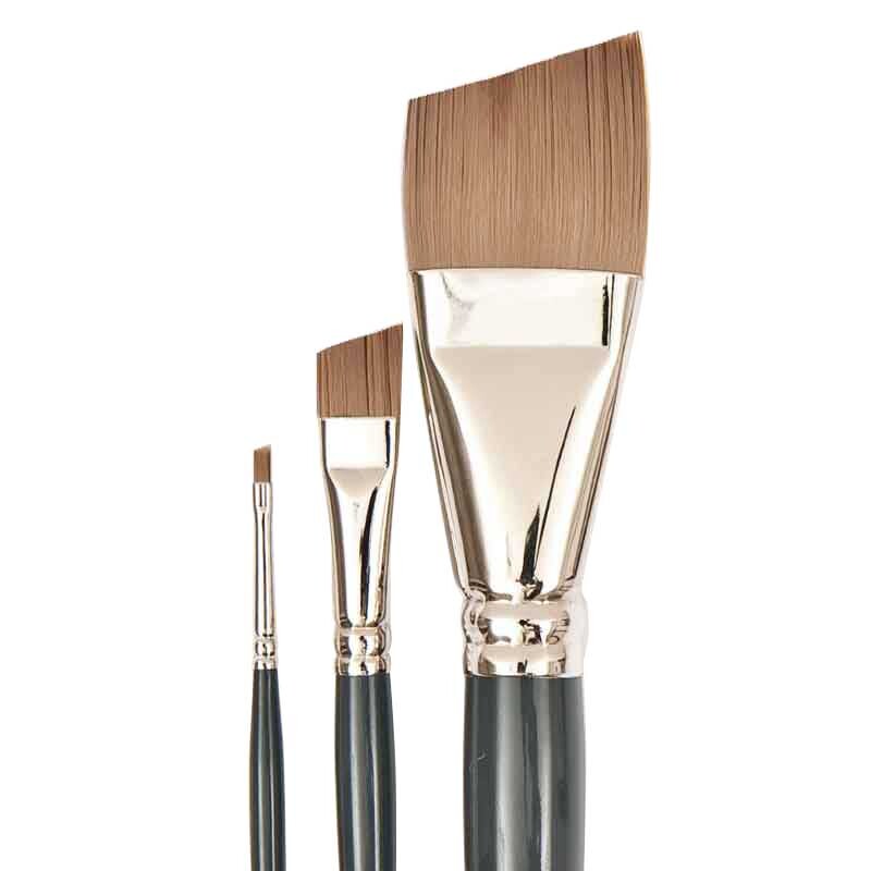 Pinsel Art School Aquarell mit synthetischen Borsten und schrägem grauem Stiel, ideal für präzises Malen.