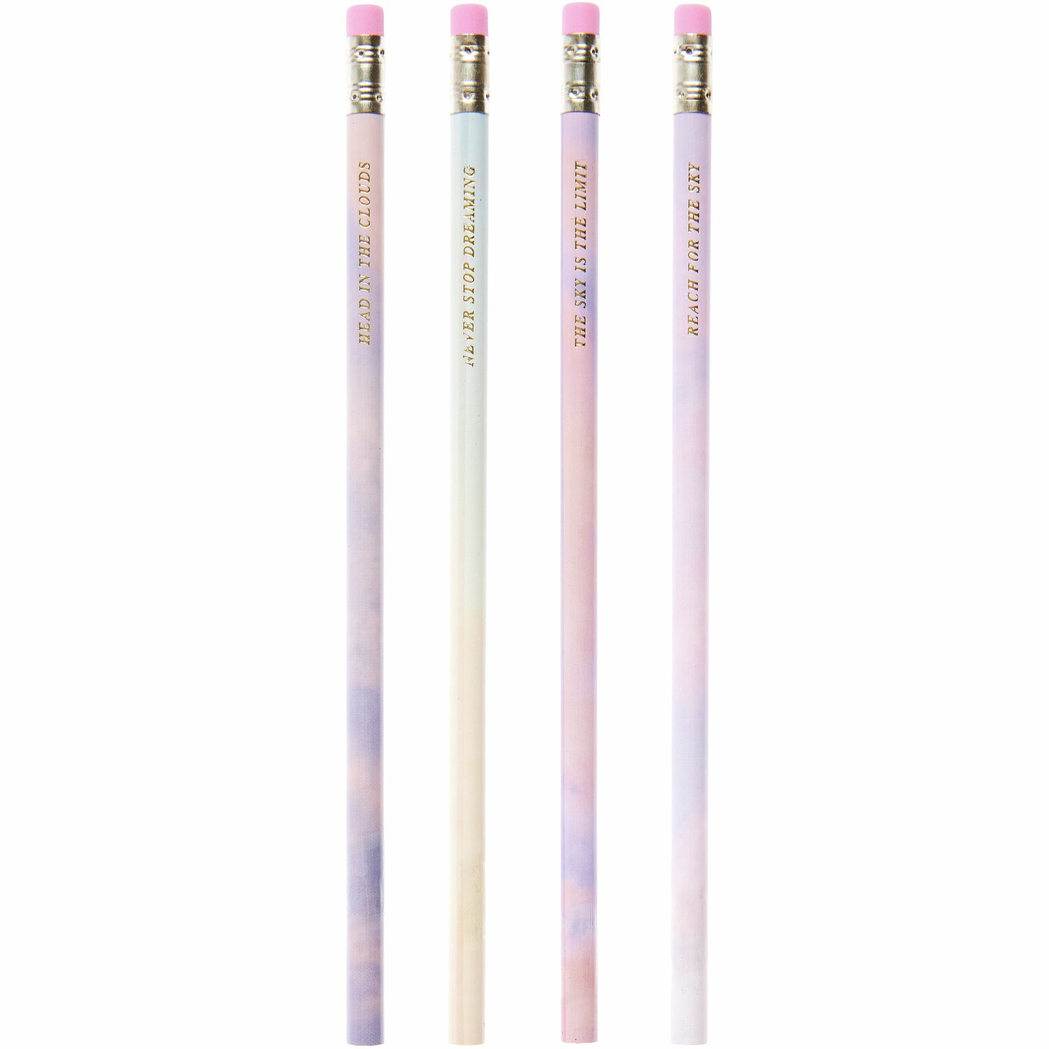 Paper Poetry Bleistiftset Himmel, 4-teilig, pastellfarbene Bleistifte mit Radiergummi. Ideal für kreative Projekte und stilvolles Schreiben.
