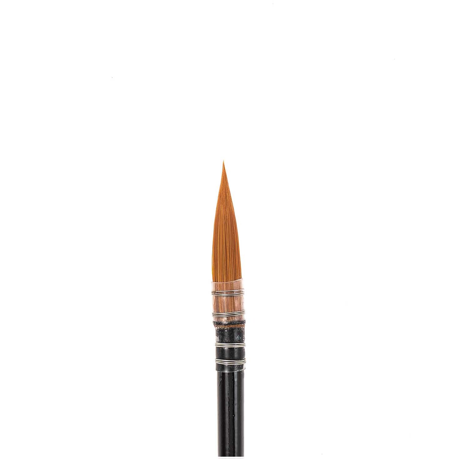 Fine Art Aquarell Synthetic rund, Pinsel mit brauner Spitze und schwarzem Griff, ideal für präzise Maltechniken.
