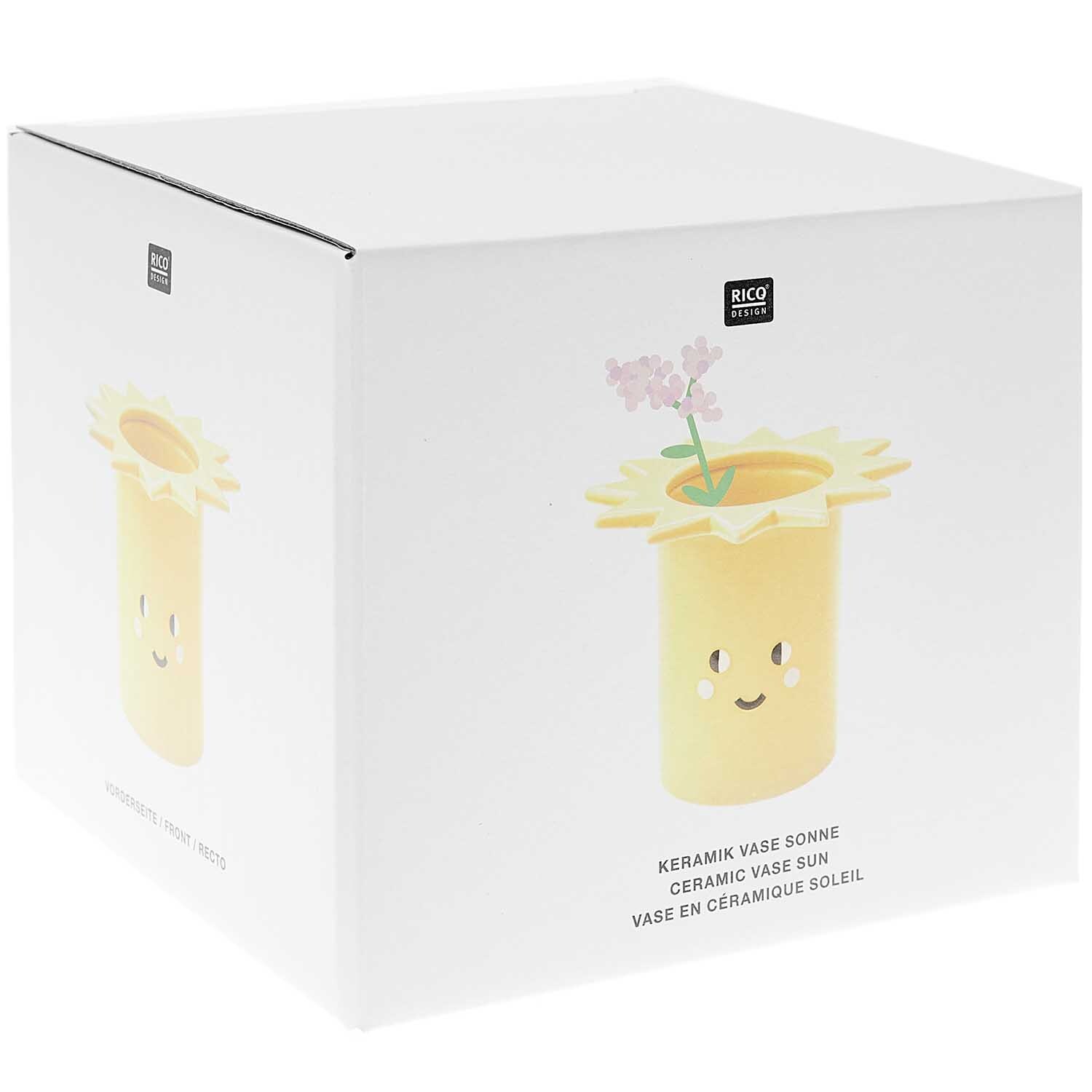 Keramik Vase Sonne gelb 14x14x11,5cm Keramik Vase Sonne gelb 14x14x11,5cm