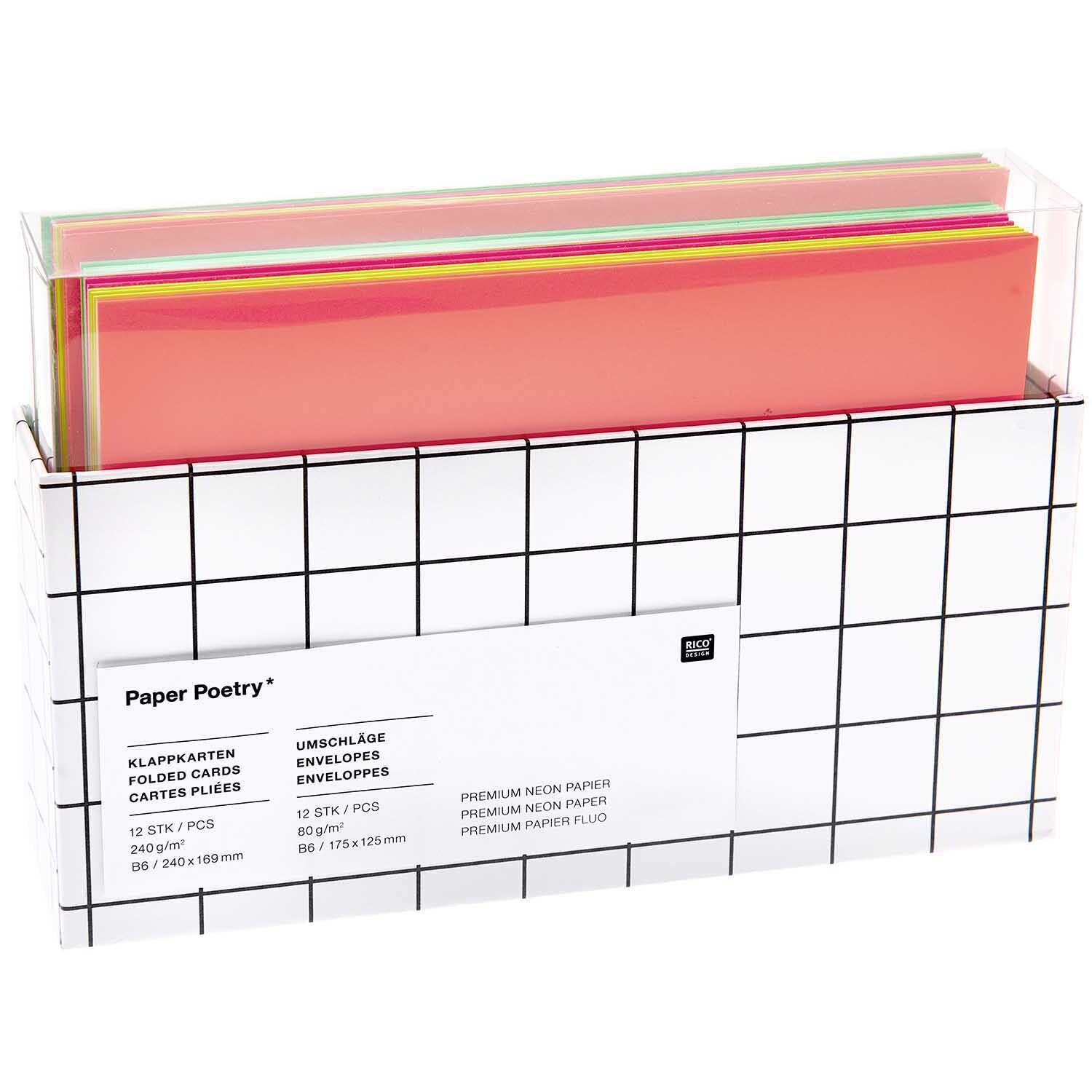 Paper Poetry Kartenset Neon Mix B6/B6 24-teilig von Rico Design