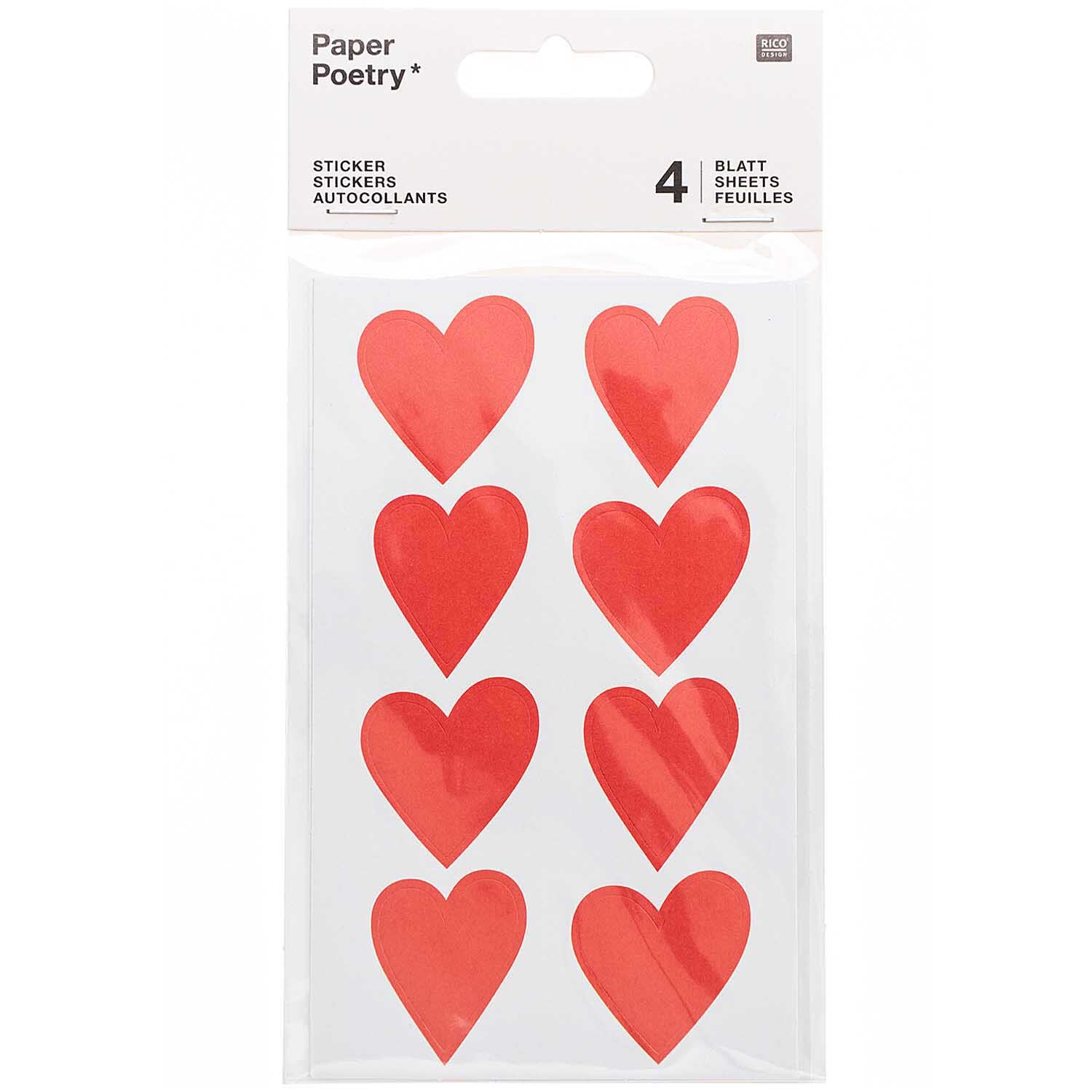Paper Poetry Sticker Herzen 4 Blatt Paper Poetry Sticker Herzen 4 Blatt