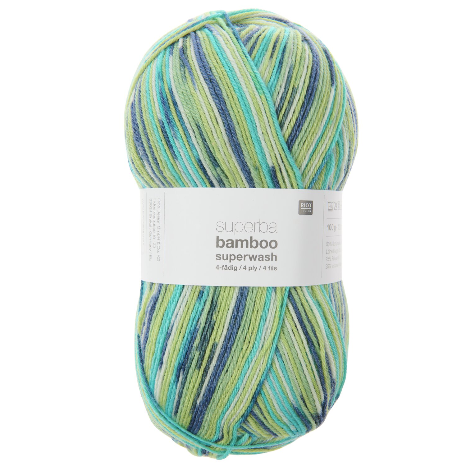 Superba Bamboo superwash 100g 420m Farbe Grün Mix von Rico Design
