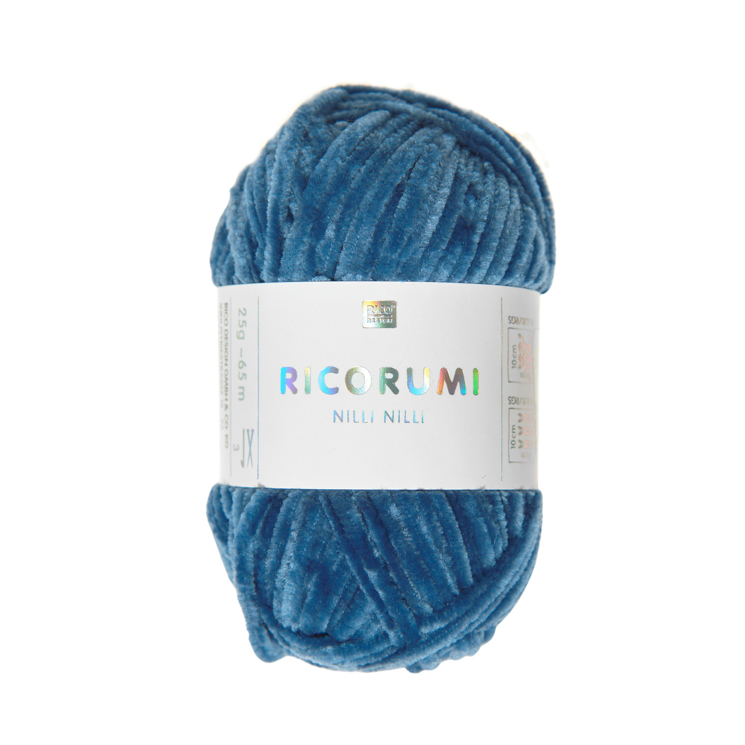 Ricorumi Nilli Nilli: Ein 25g Knäuel weiches Garn in Blau von Rico Design, ideal für kreative Häkelprojekte.