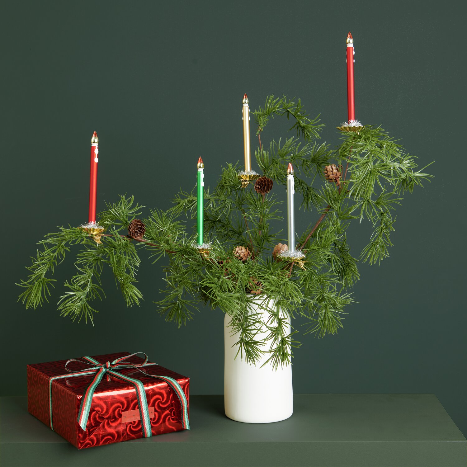 Baumschmuck Glaskerze mit goldenem Metallchip Ø1cm Farbe Gold von Rico Design