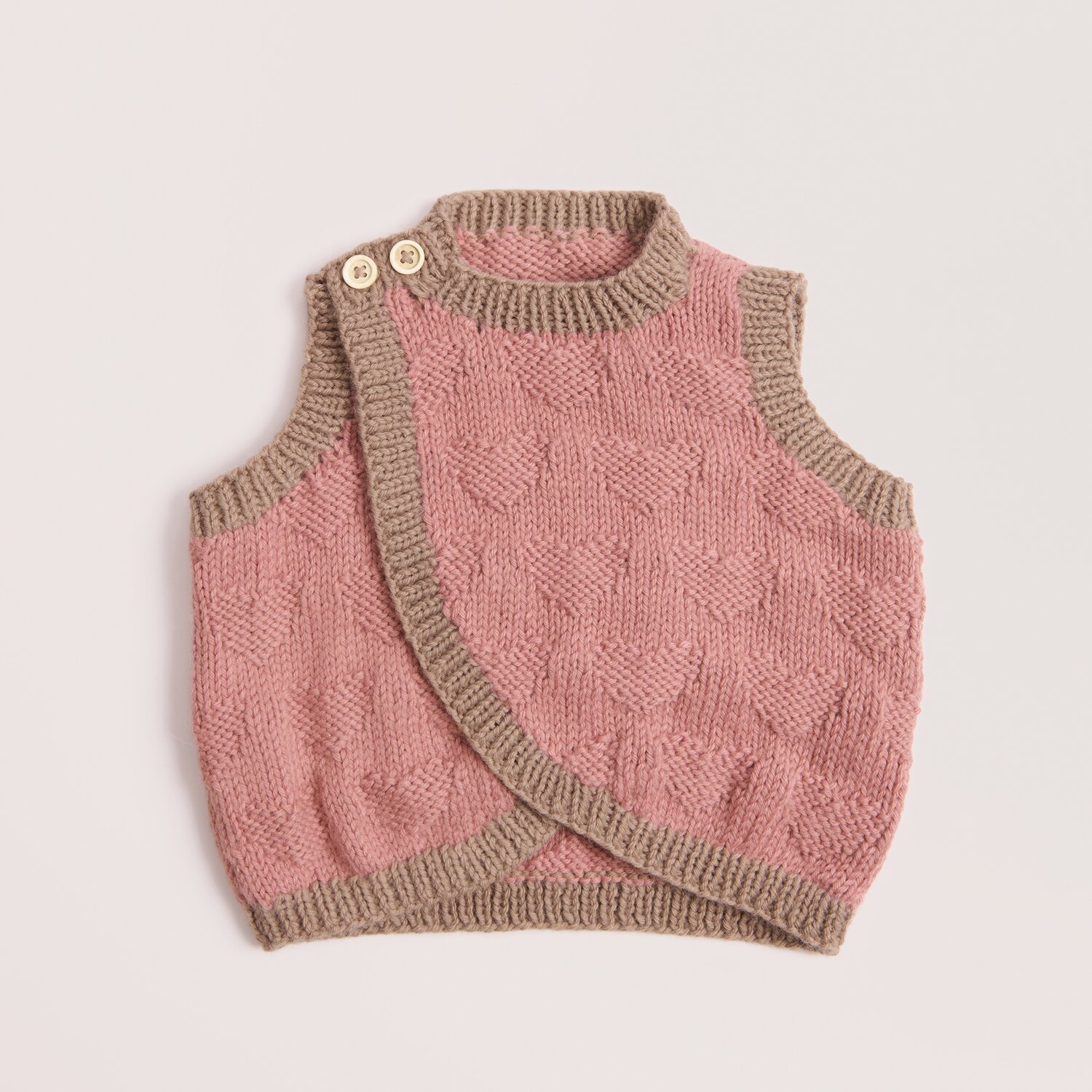 Rico Baby 044 Rico Baby Dream dk uni - A Luxury Touch, Babypullunder mit Wickeloptik, zweifarbig gestrickt in Nougat und Beere, strukturierte Musterung, 50g 115m