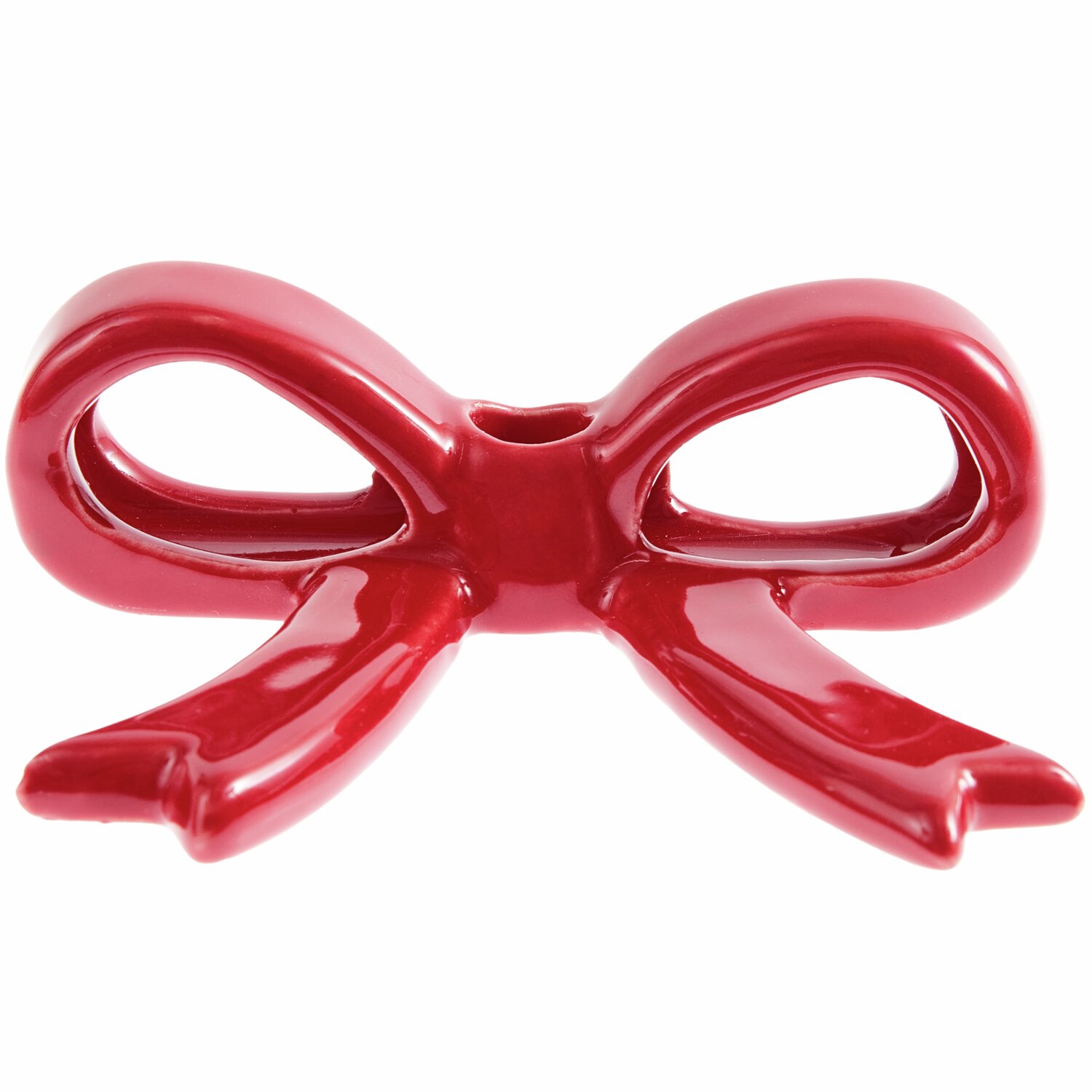 Keramik Kerzenhalter Schleife Rot 3,4x10,4x7,5cm von Rico Design