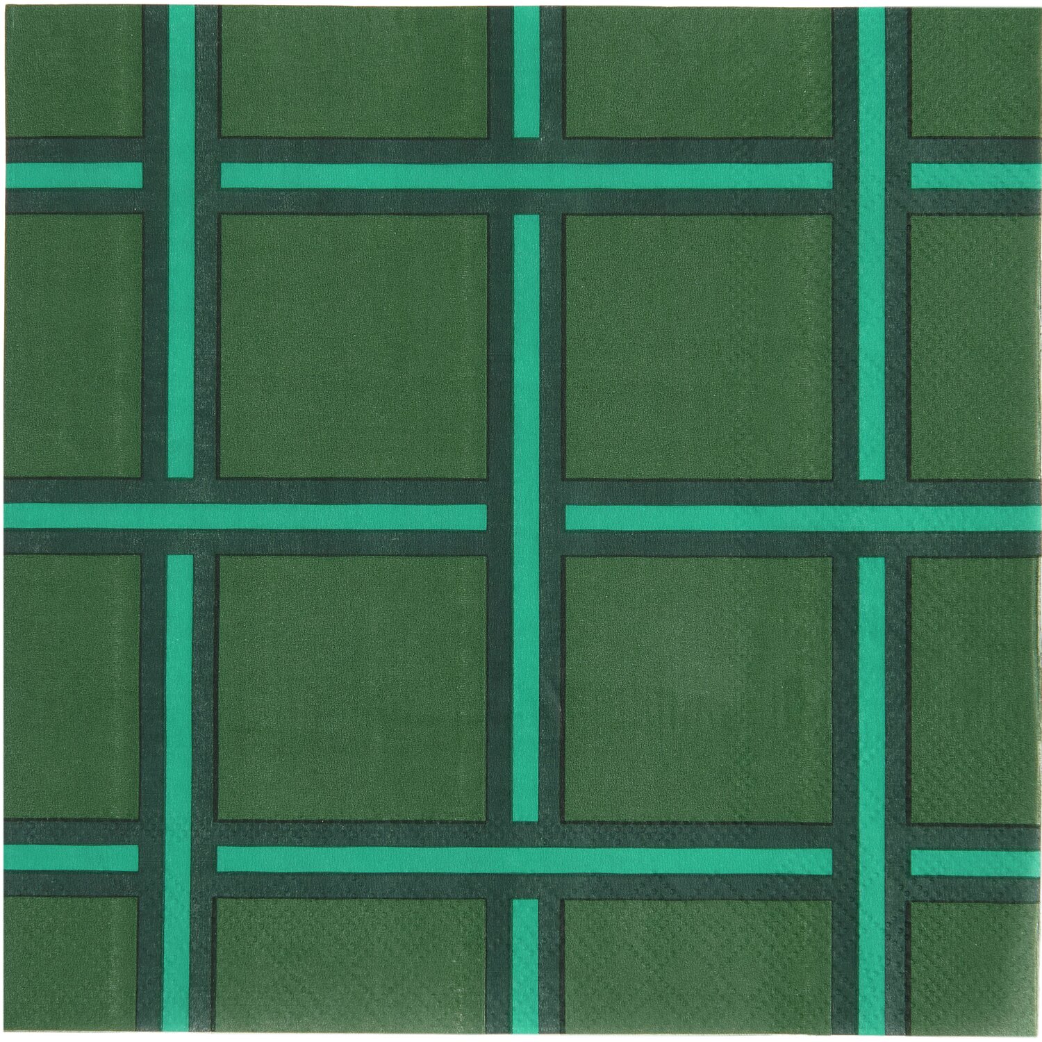 Servietten Raster Grün von Rico Design, 20 Stück. Dunkelgrüne Servietten mit geometrischem Muster.