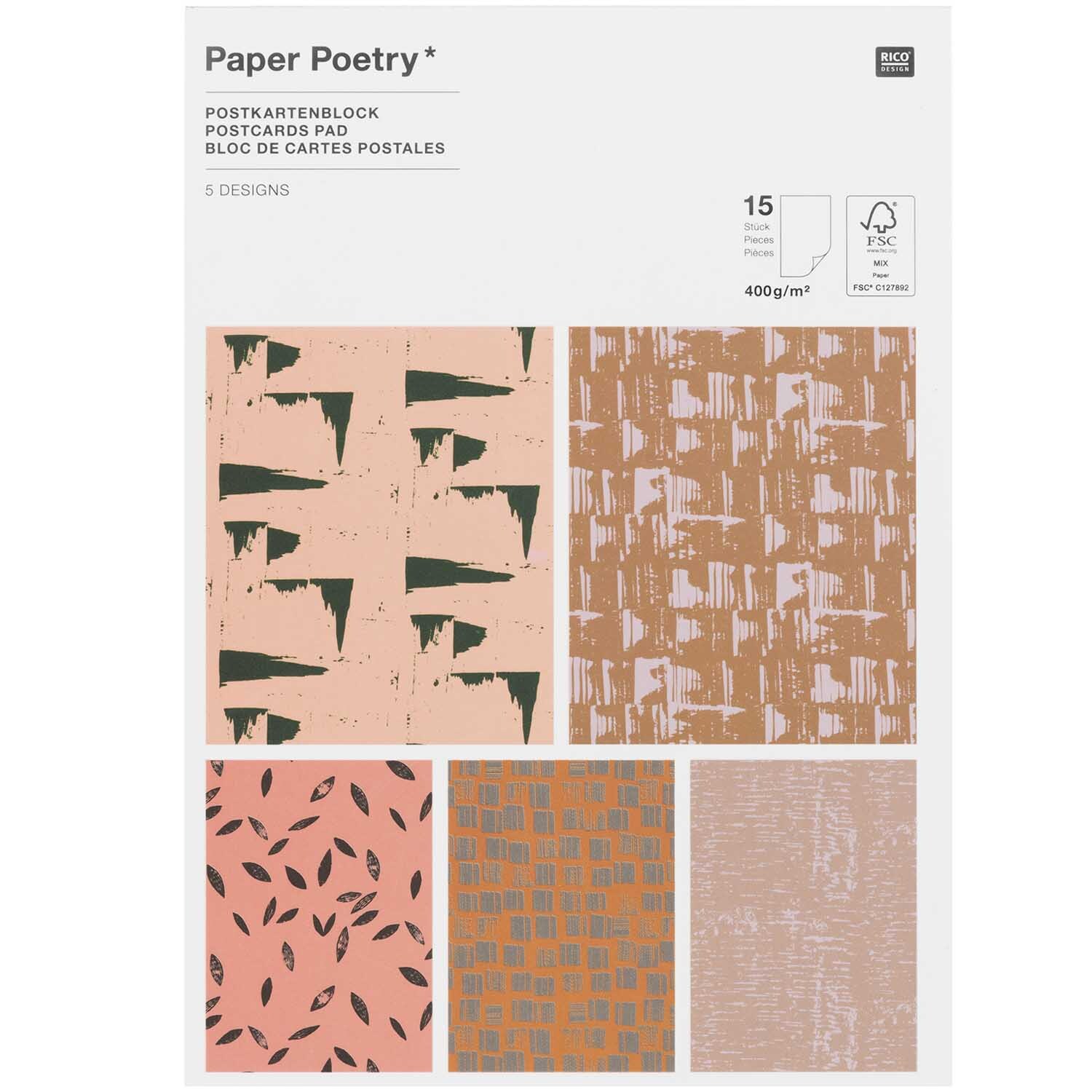 Paper Poetry Postkartenblock Struktur 15 Stück Paper Poetry Postkartenblock Struktur 15 Stück
