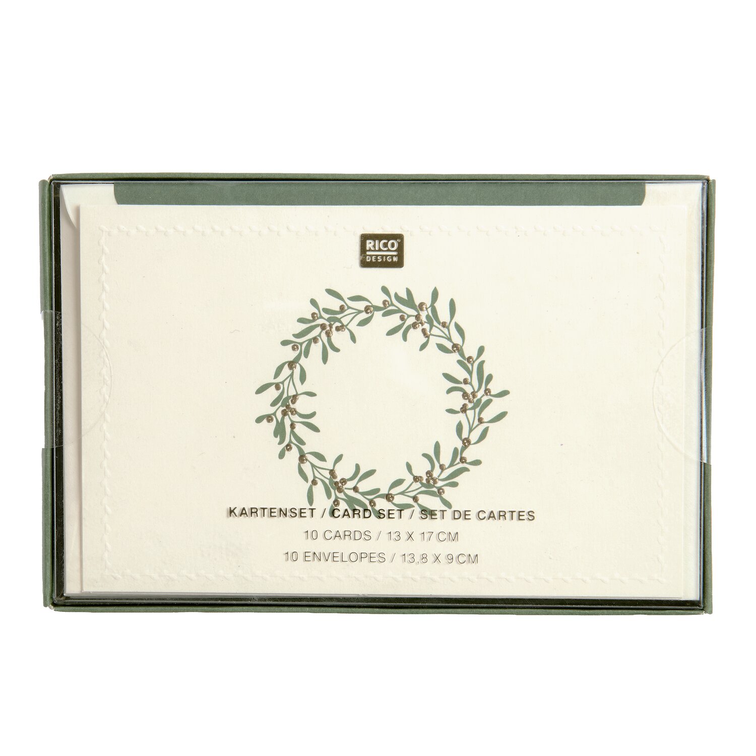 Premium Kartenset Kranz Dunkelgrün 13,8x9cm von Rico Design