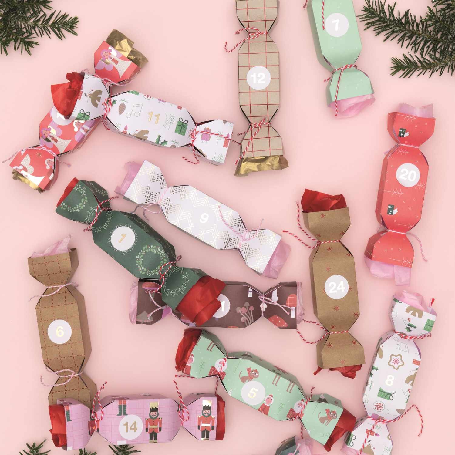 Anleitung Adventskalenderboxen in Bonbonform von Rico Design