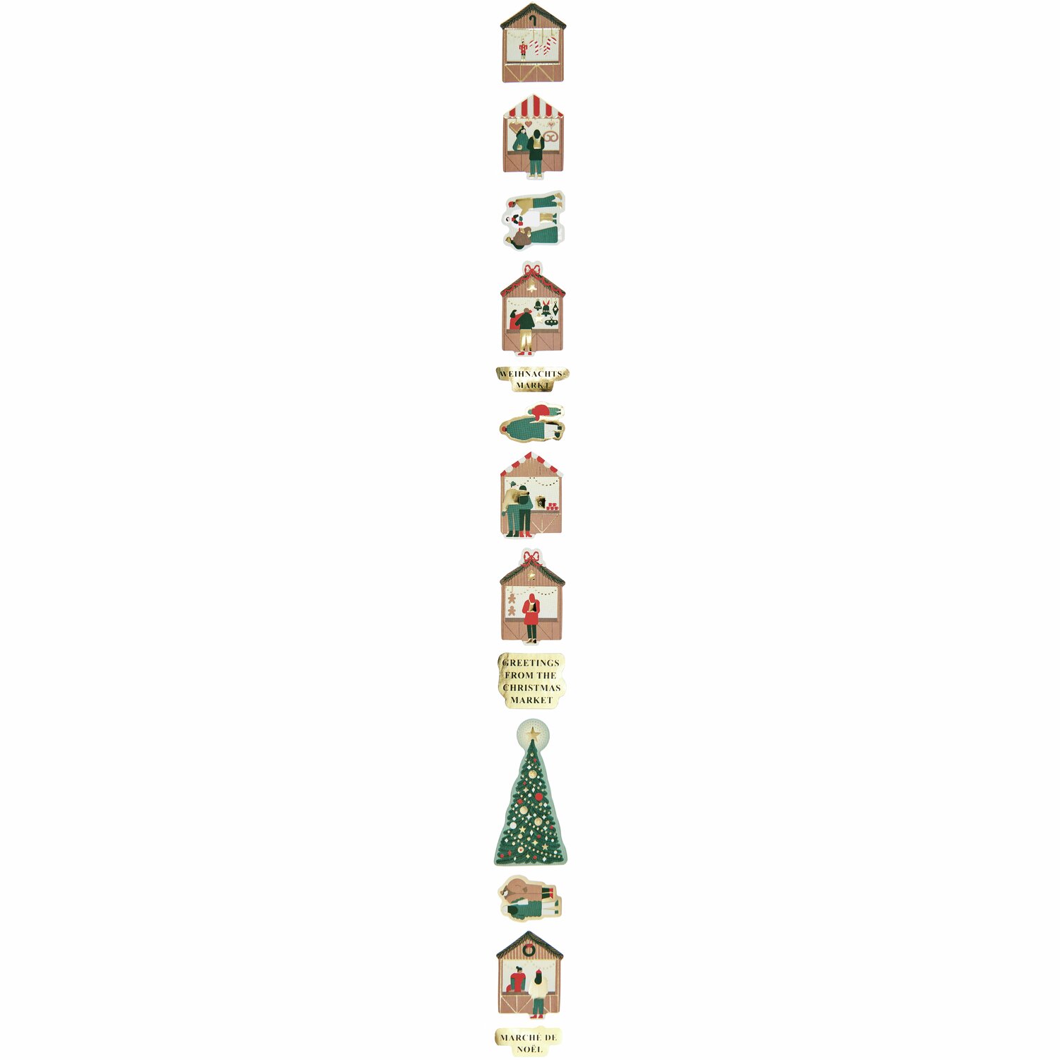 Paper Poetry Mini-Sticker Weihnachtsmarkt auf der Rolle zeigt bunte Weihnachtsmarkt-Motive. 120 Sticker von Rico Design in einer praktischen Rolle.