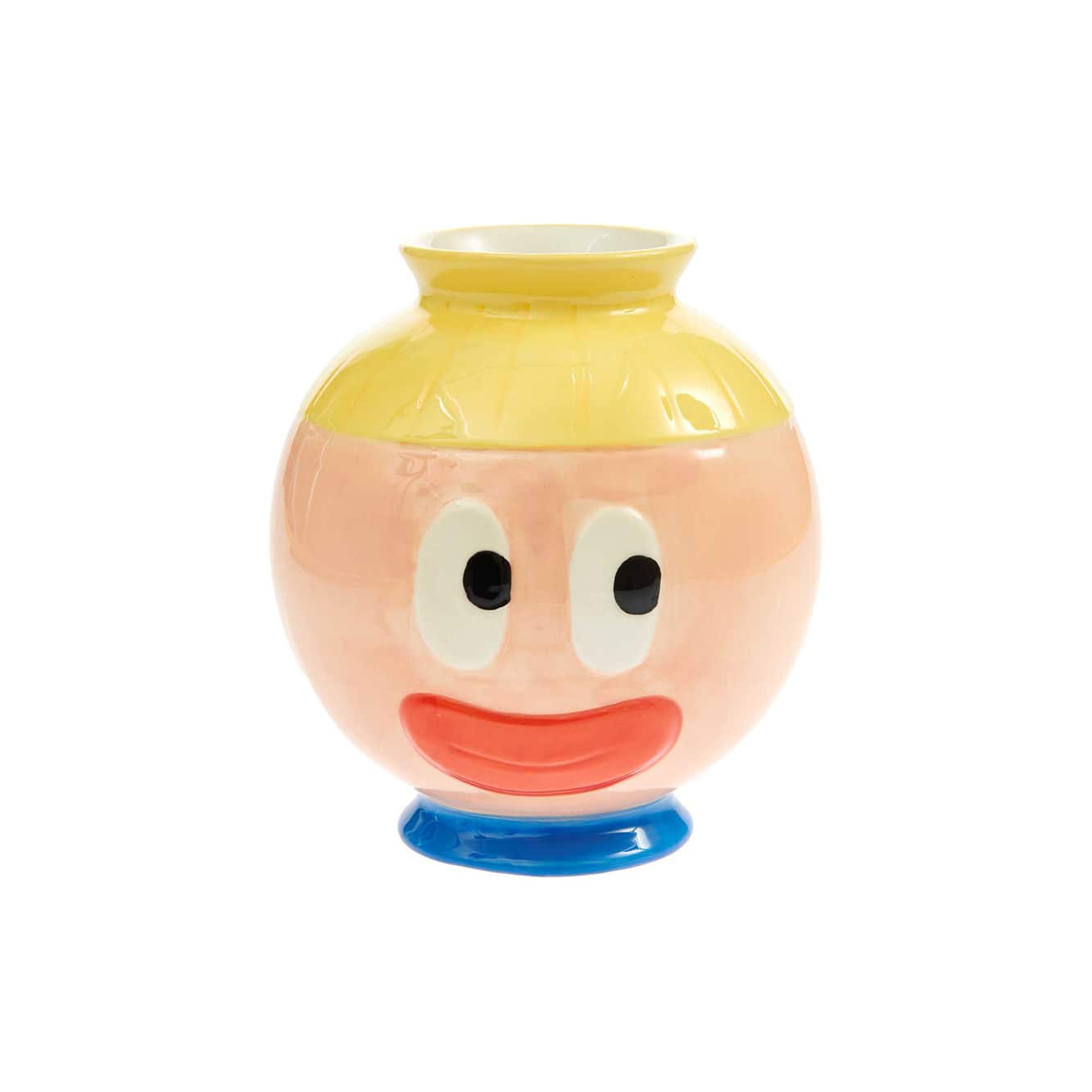 Keramik Vase mit buntem Gescichtsmotiv