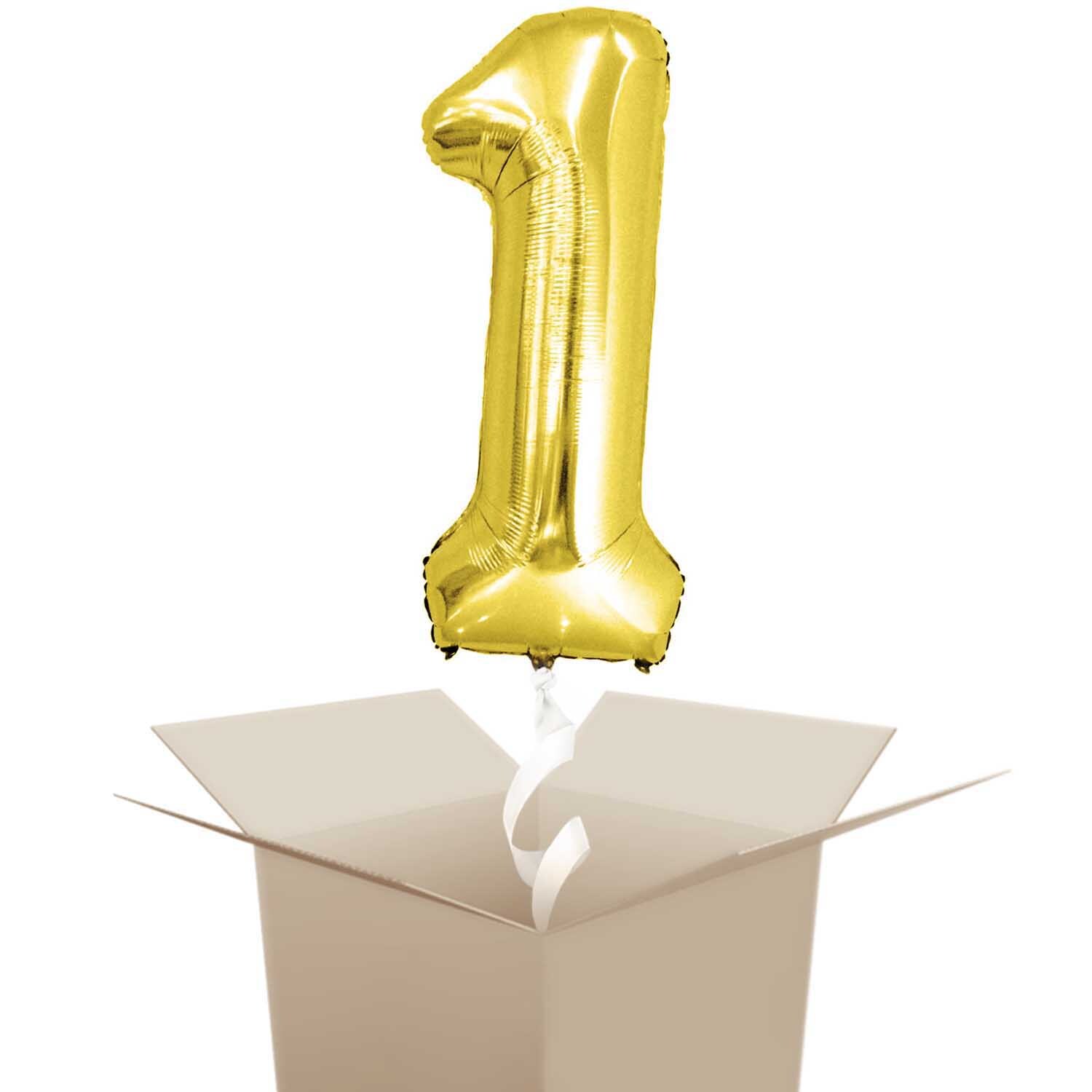 Folienballon mit Helium Zahl gold 86cm Zahl 1 von Rico Design
