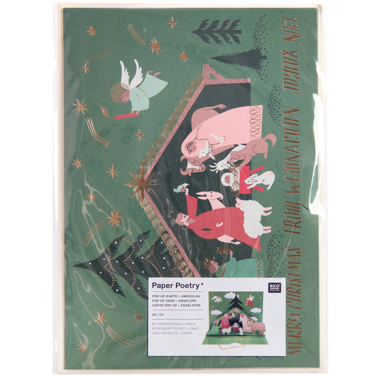 Paper Poetry Pop Up Karte Advent Krippe A5/C5 von Rico Design