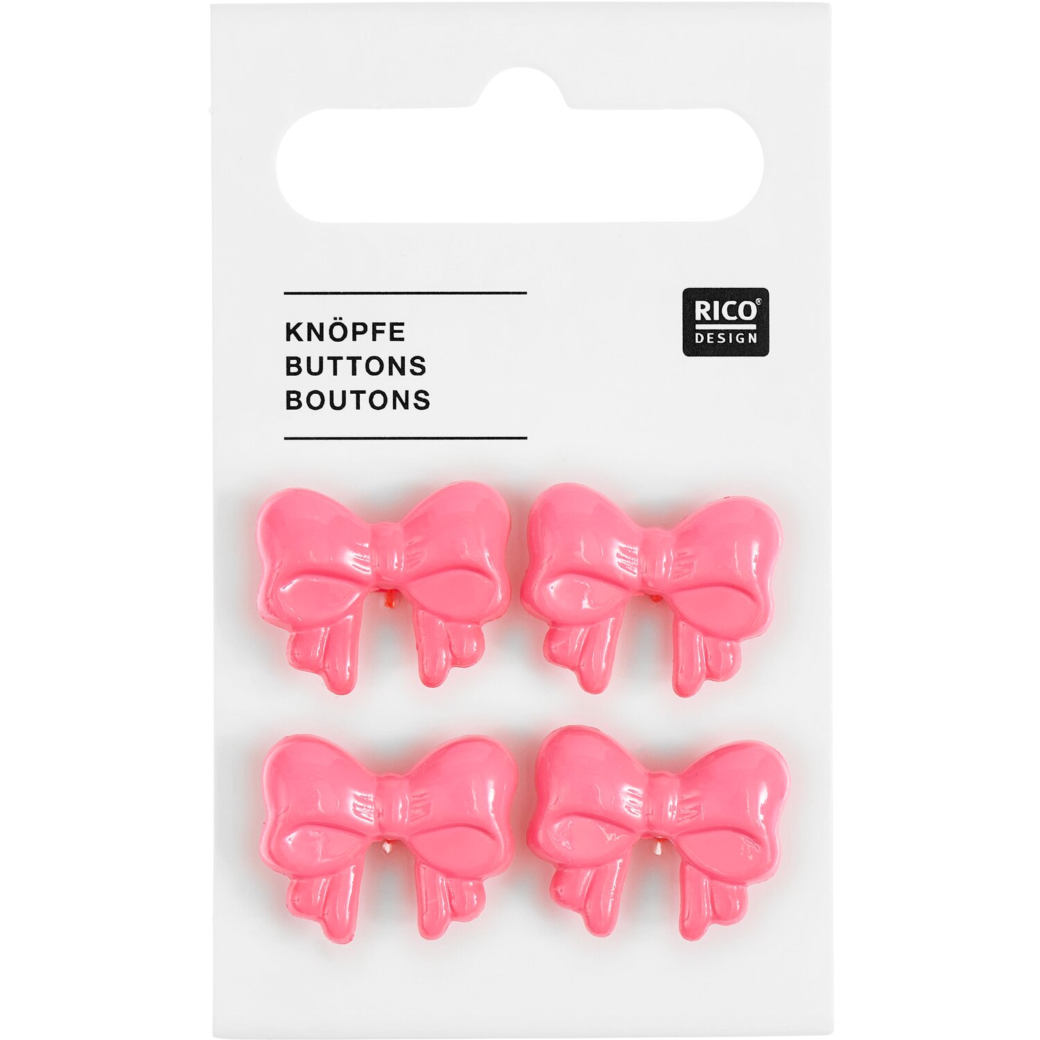 Knöpfe Schleife 1,8x1,5cm 4 Stück Farbe Pink von Rico Design