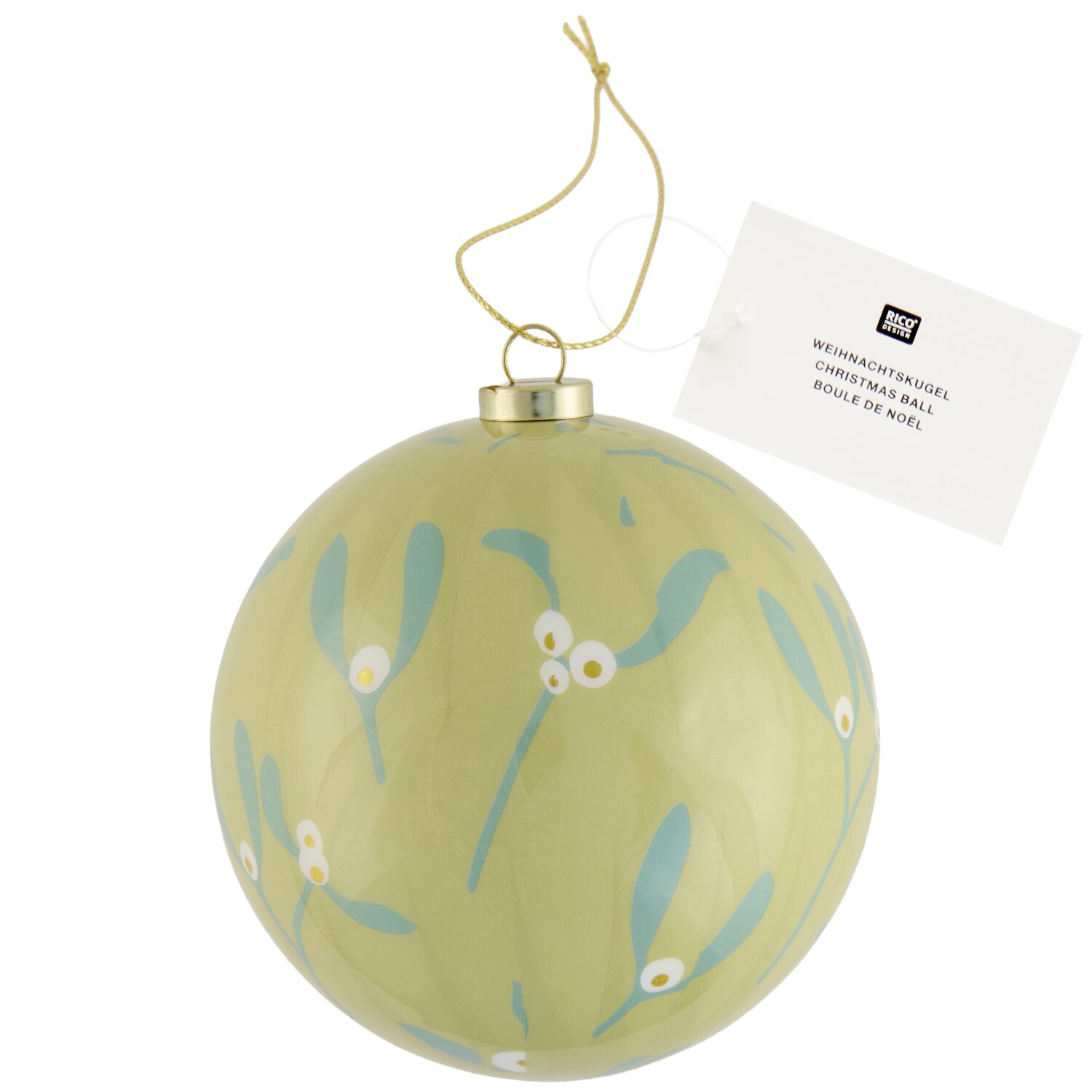 Weihnachtskugel mit Mistelzweigen Ø7,8cm Farbe Grün von Rico Design