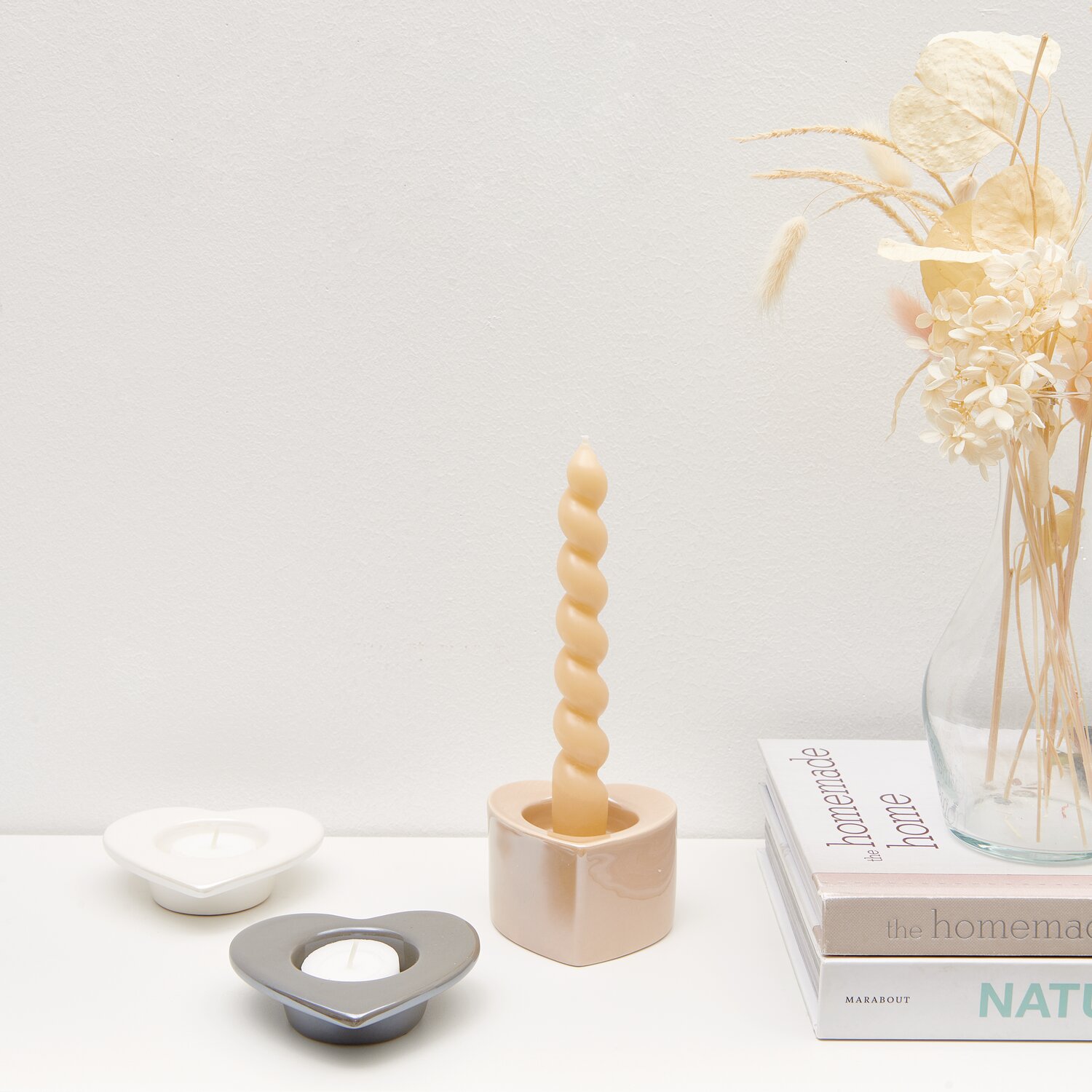 Keramik Teelichthalter Herz 9,7x9,4x2,8cm Farbe Grau von Rico Design