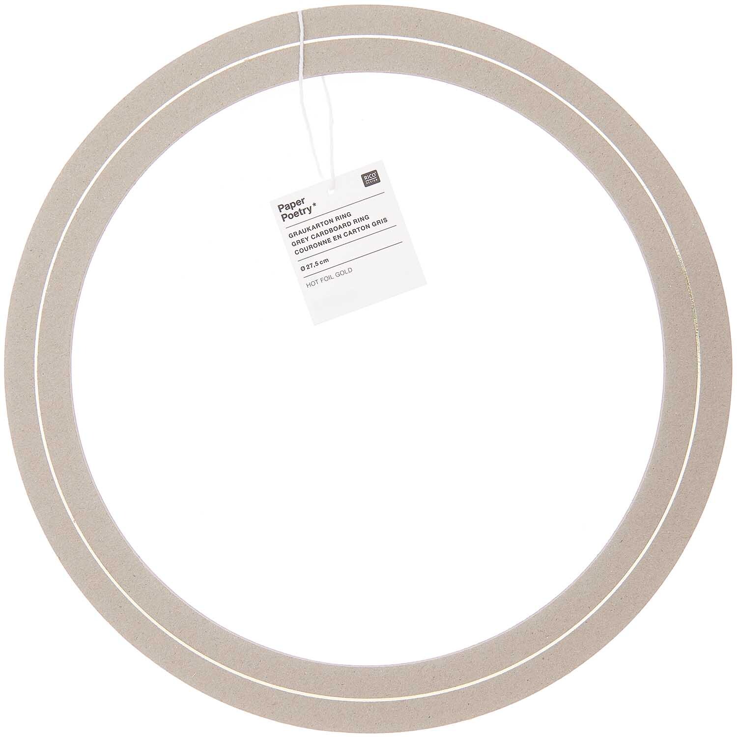 Paper Poetry Graukarton Ring 3mm von Rico Design, grauer Kartonring mit Etikett, ideal für kreative Projekte.