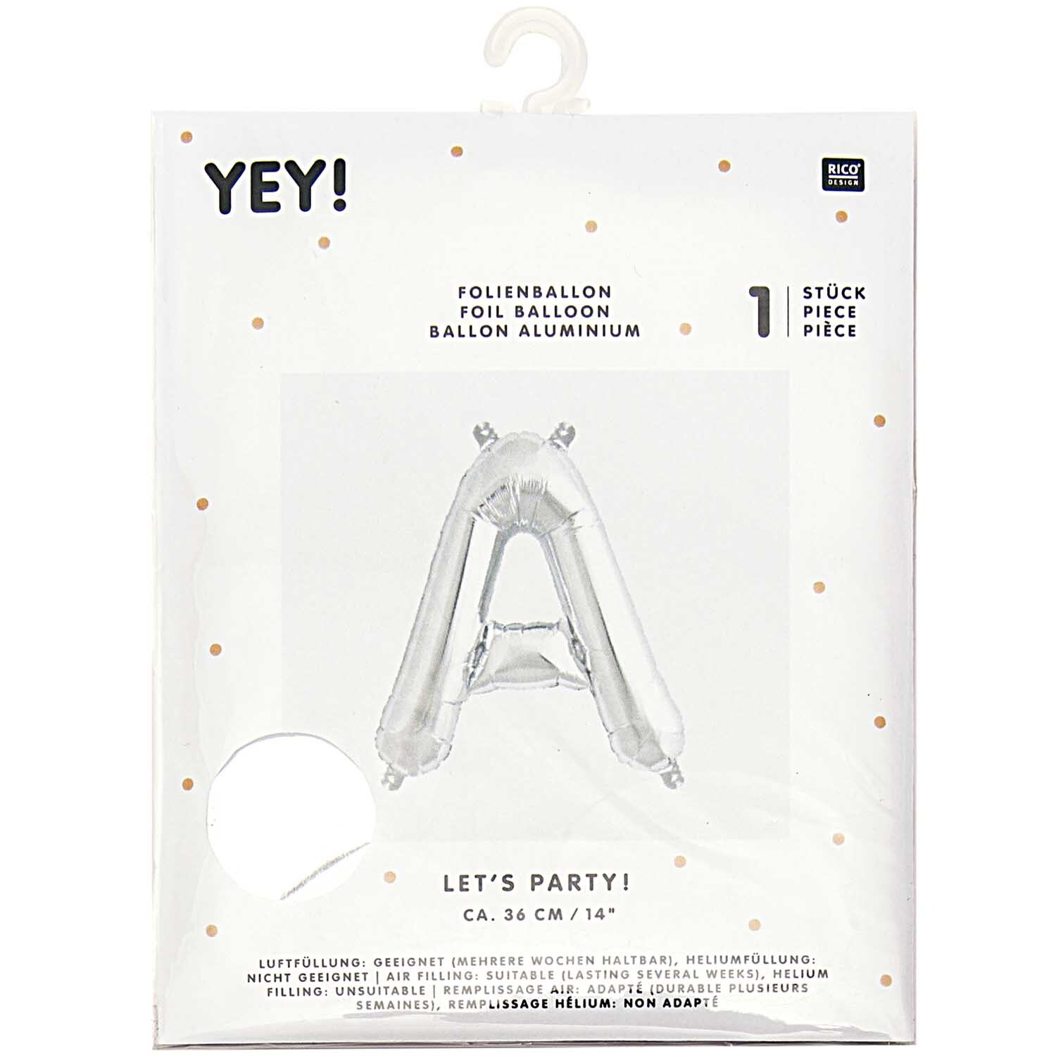 Folienballon Buchstabe silber 36cm von Rico Design