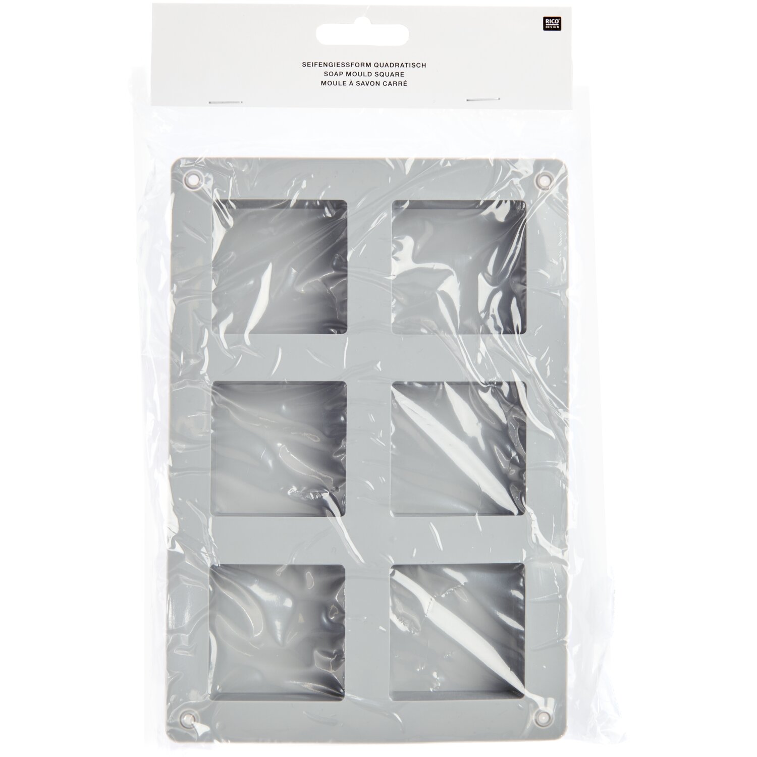 Seifengießform quadratisch  21,5x14,5x2,5cm 6 Stück von Rico Design