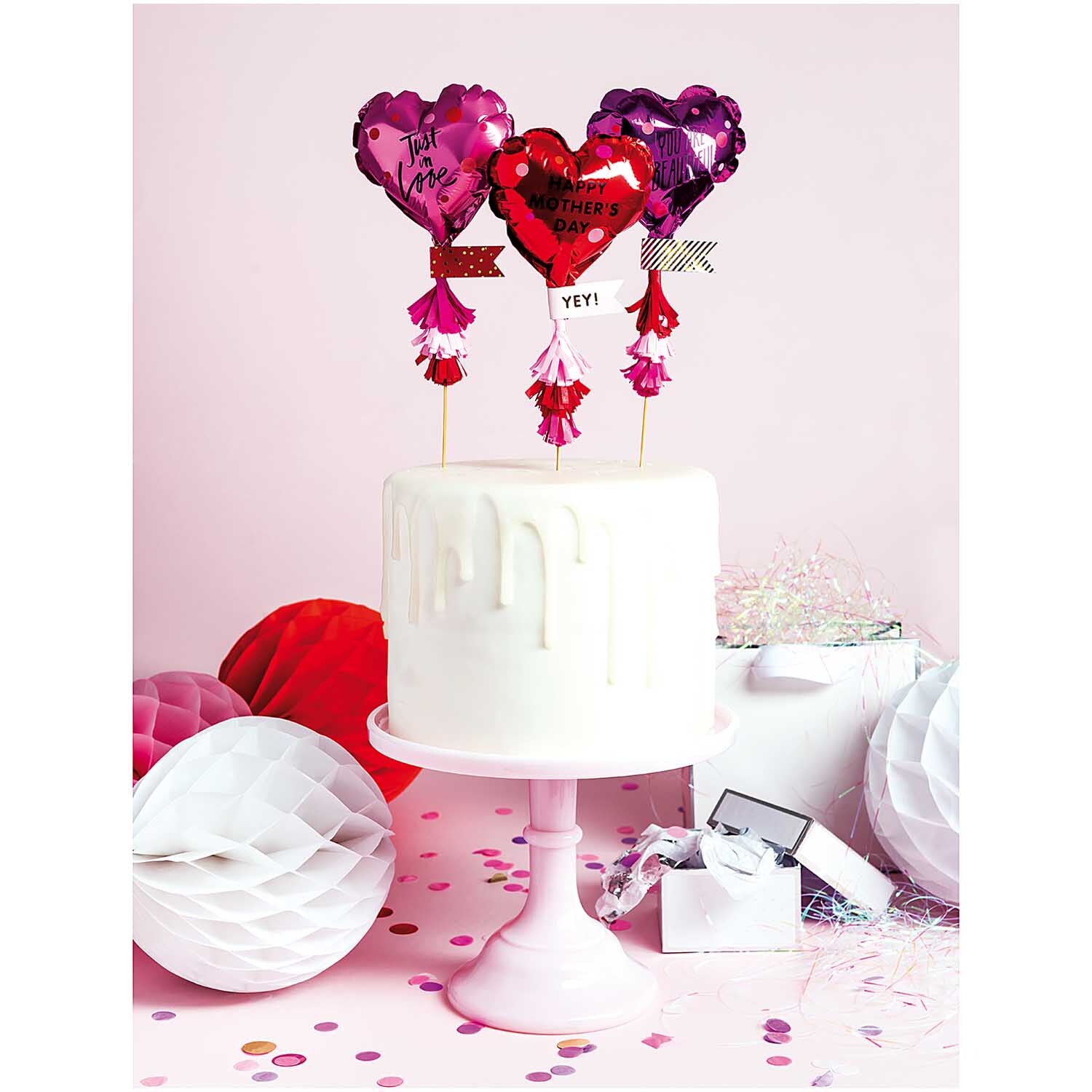 Kuchentopper Folienballon-Herzen 3 Stück Kuchentopper Folienballon-Herzen 3 Stück